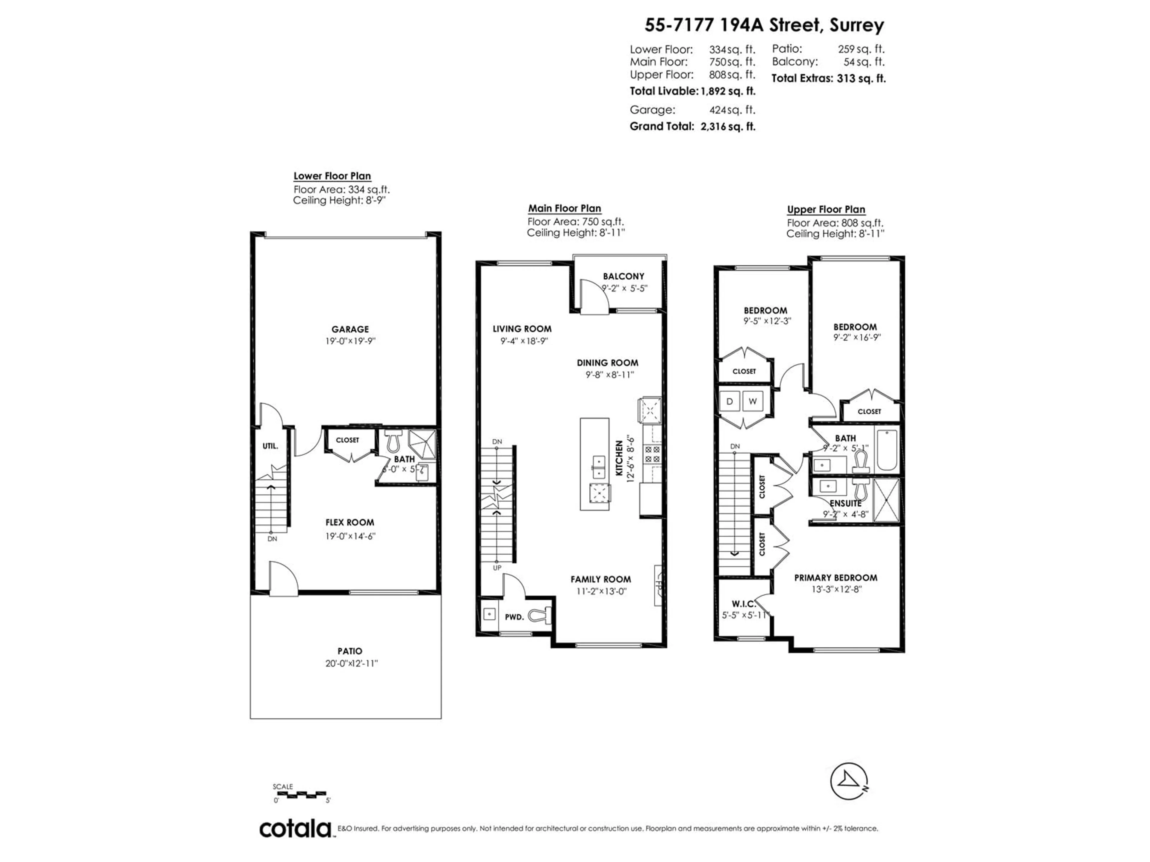 Floor plan for 55 - 7177 194A, Surrey British Columbia V4N6V6
