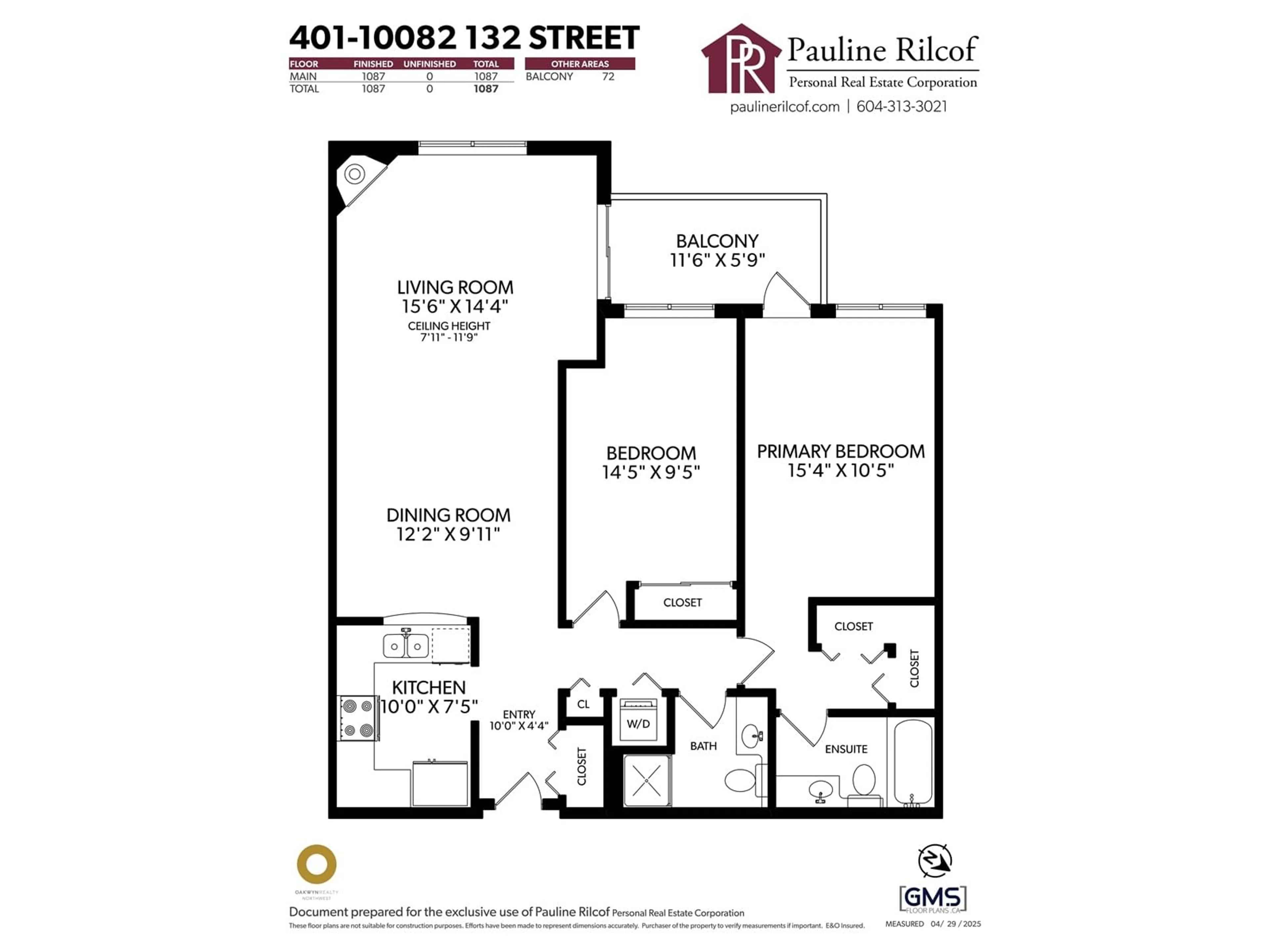 Floor plan for 401 - 10082 132, Surrey British Columbia V3T5V3