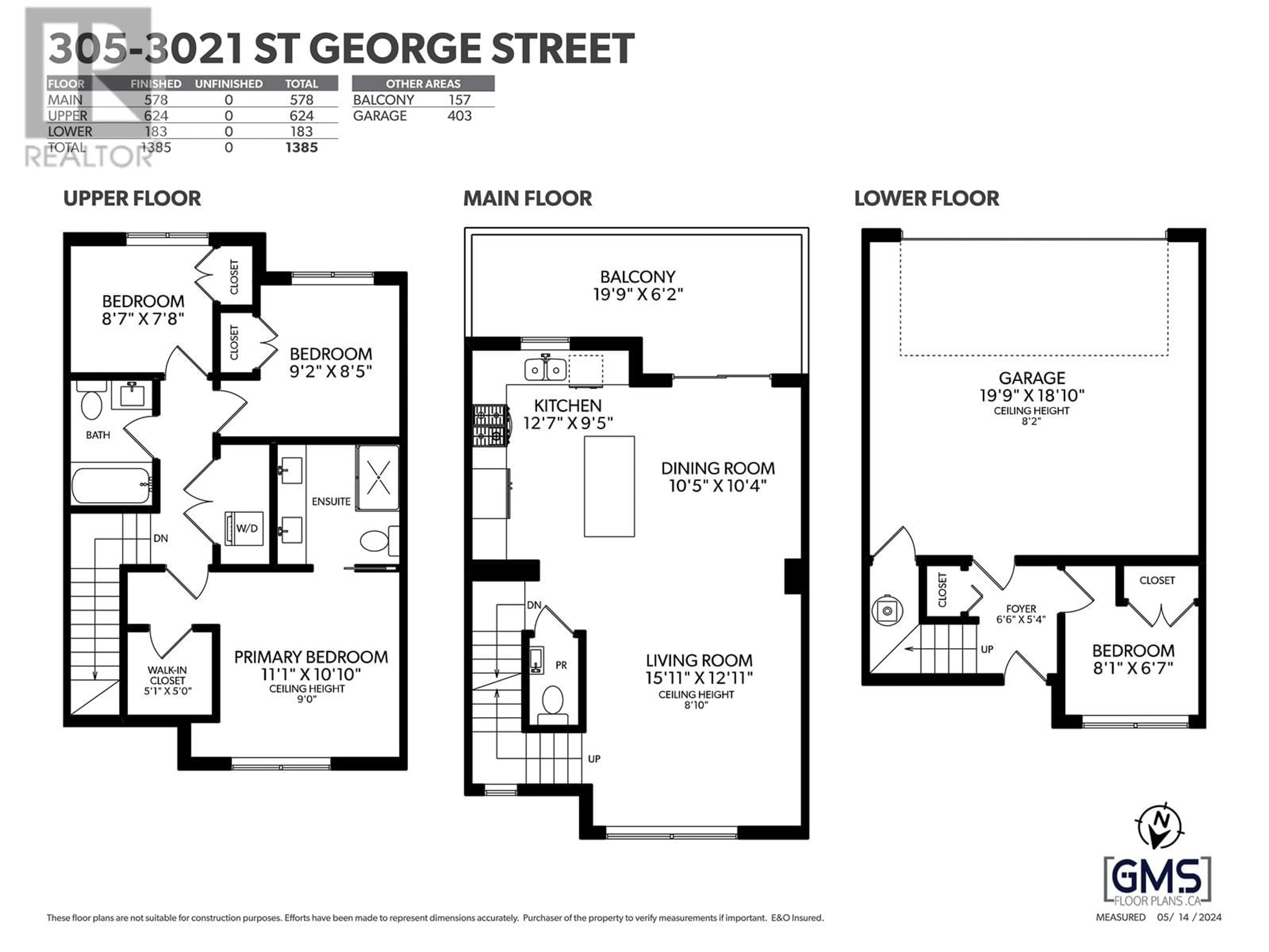 Floor plan for 305 - 3021 ST GEORGE STREET, Port Moody British Columbia V3H0K3