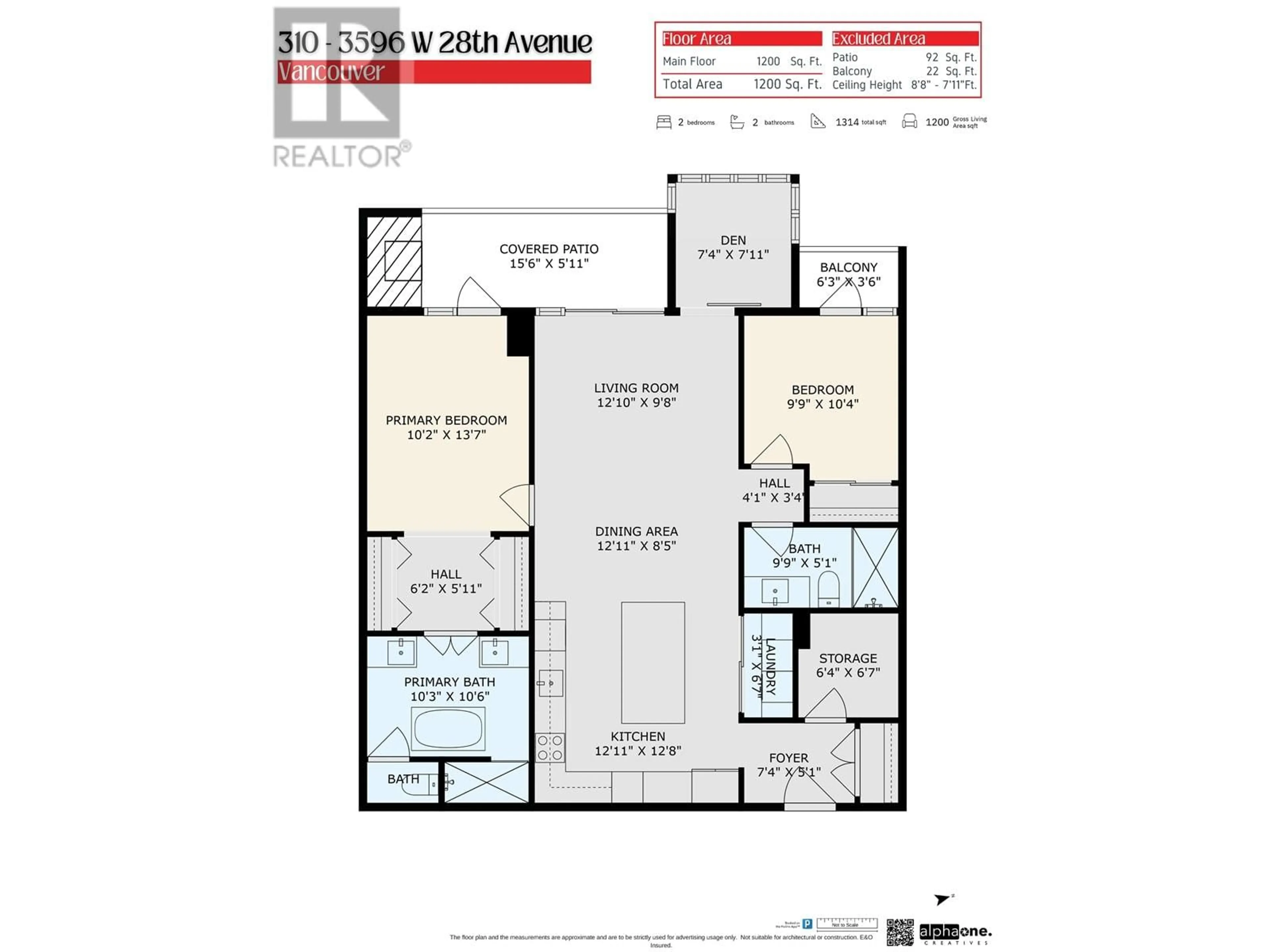 Floor plan for 310 - 3596 28TH AVENUE, Vancouver British Columbia V6S2G5