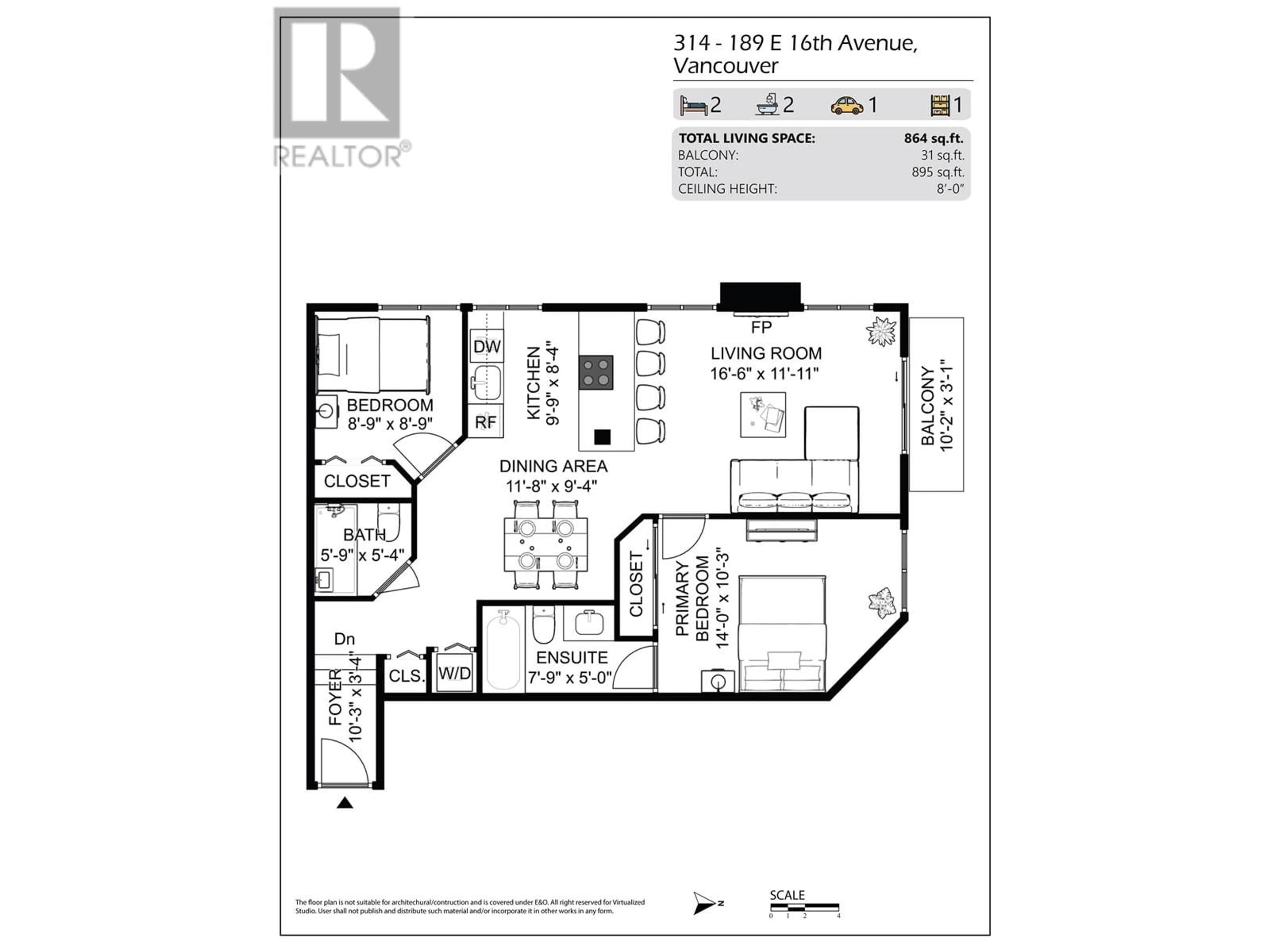 Floor plan for 314 - 189 16TH AVENUE, Vancouver British Columbia V5T4R2