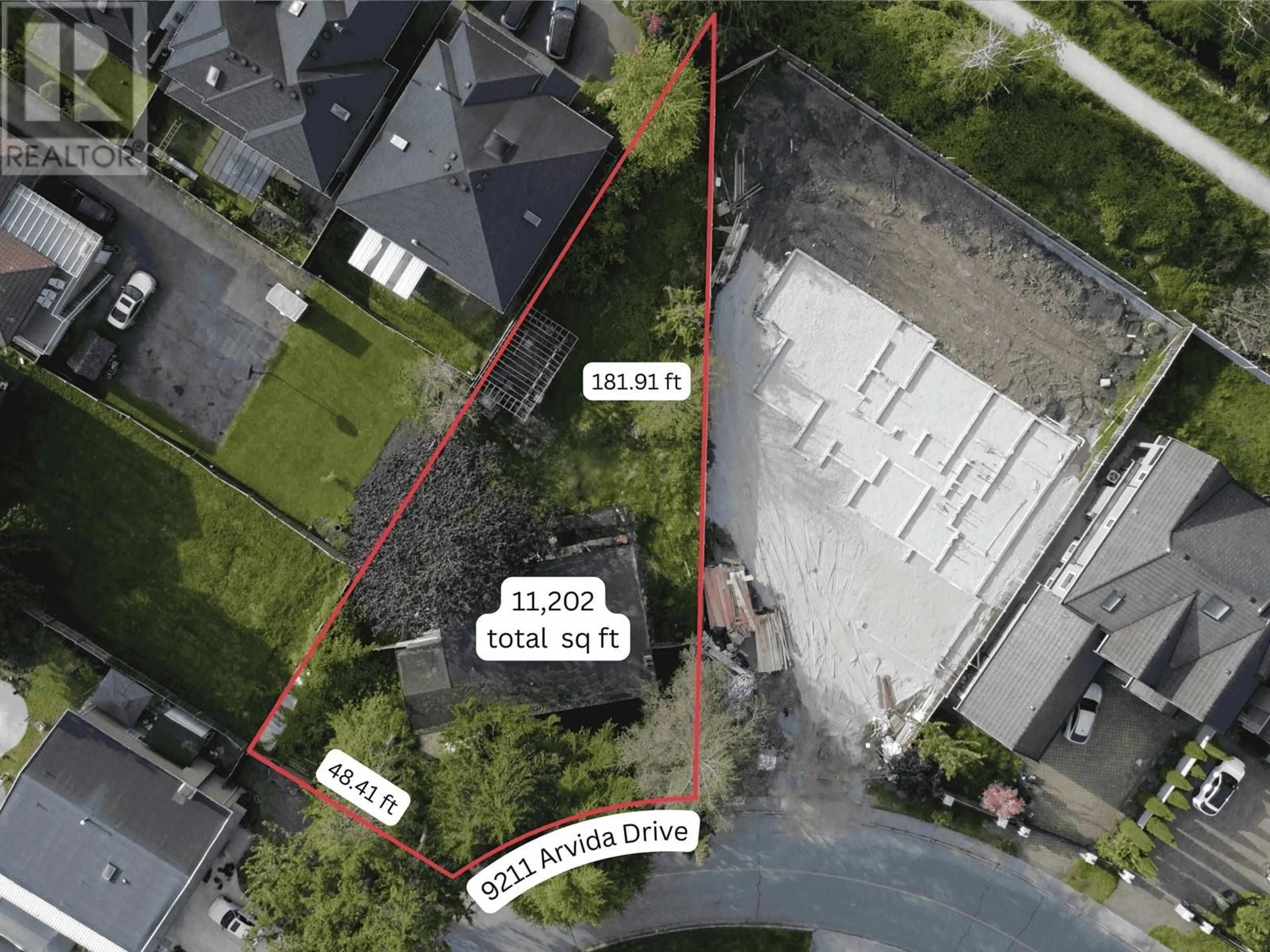 A pic from outside/outdoor area/front of a property/back of a property/a pic from drone, street for 9211 ARVIDA DRIVE, Richmond British Columbia V7A4K5