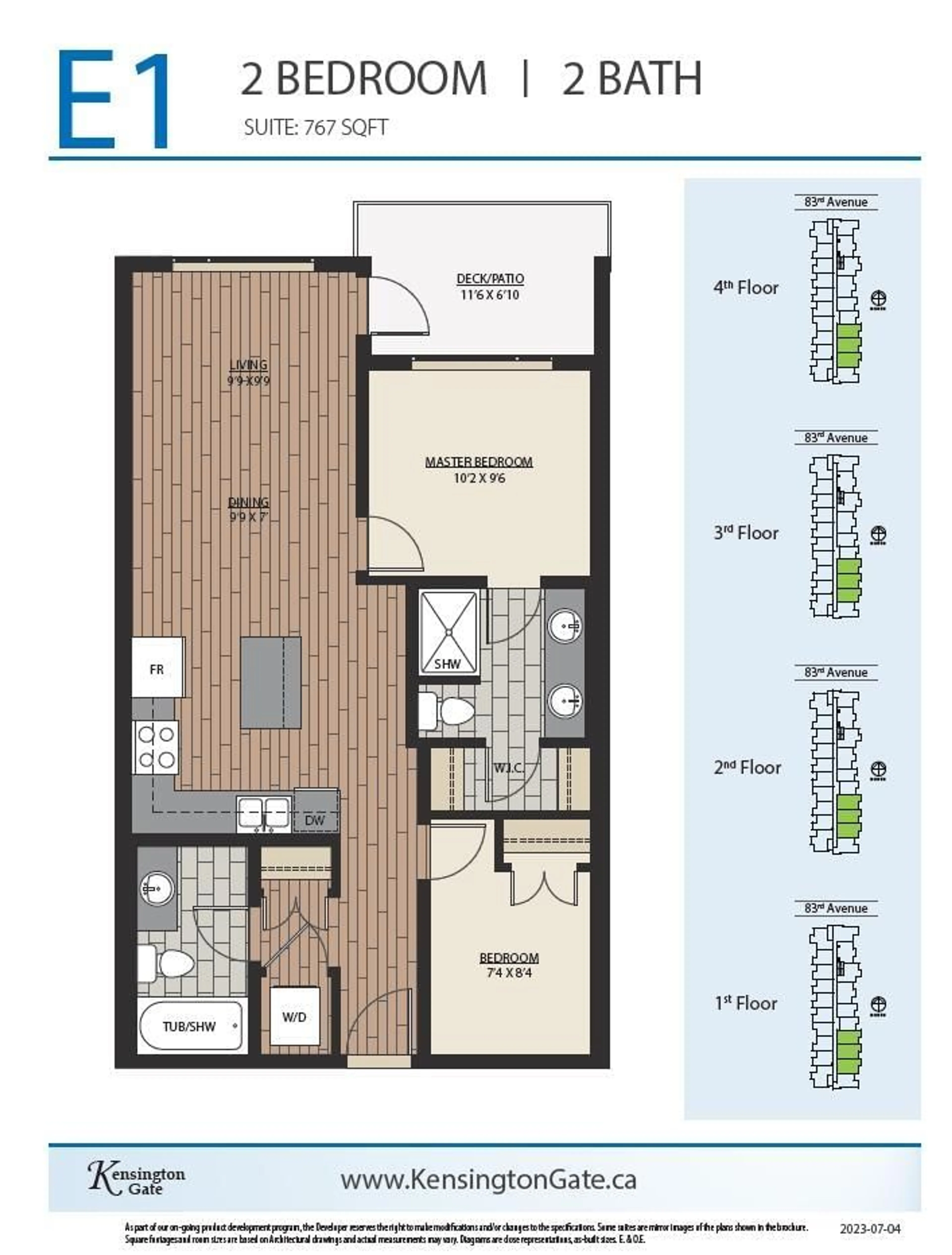 Floor plan for 407 - 20932 83, Langley British Columbia V0V0V0