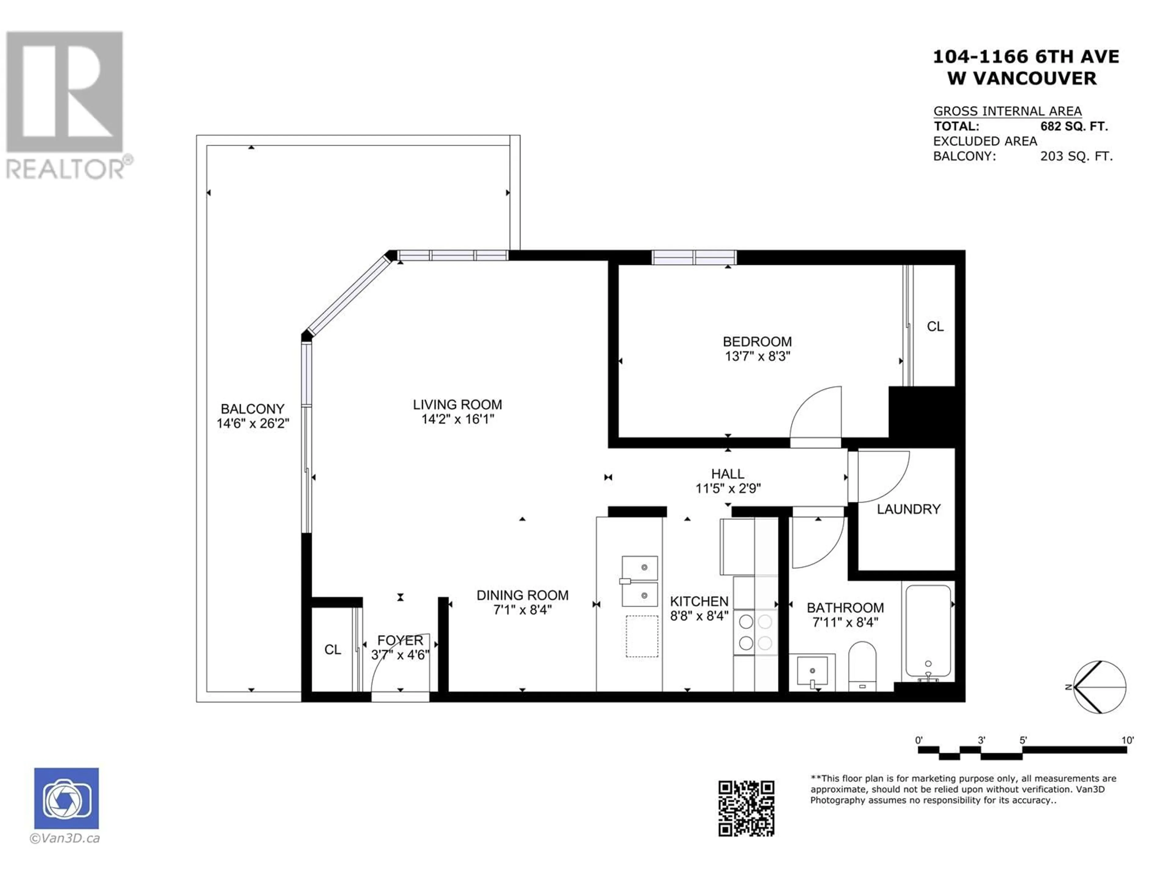 Floor plan for 104 - 1166 6TH AVENUE, Vancouver British Columbia V6H1A4