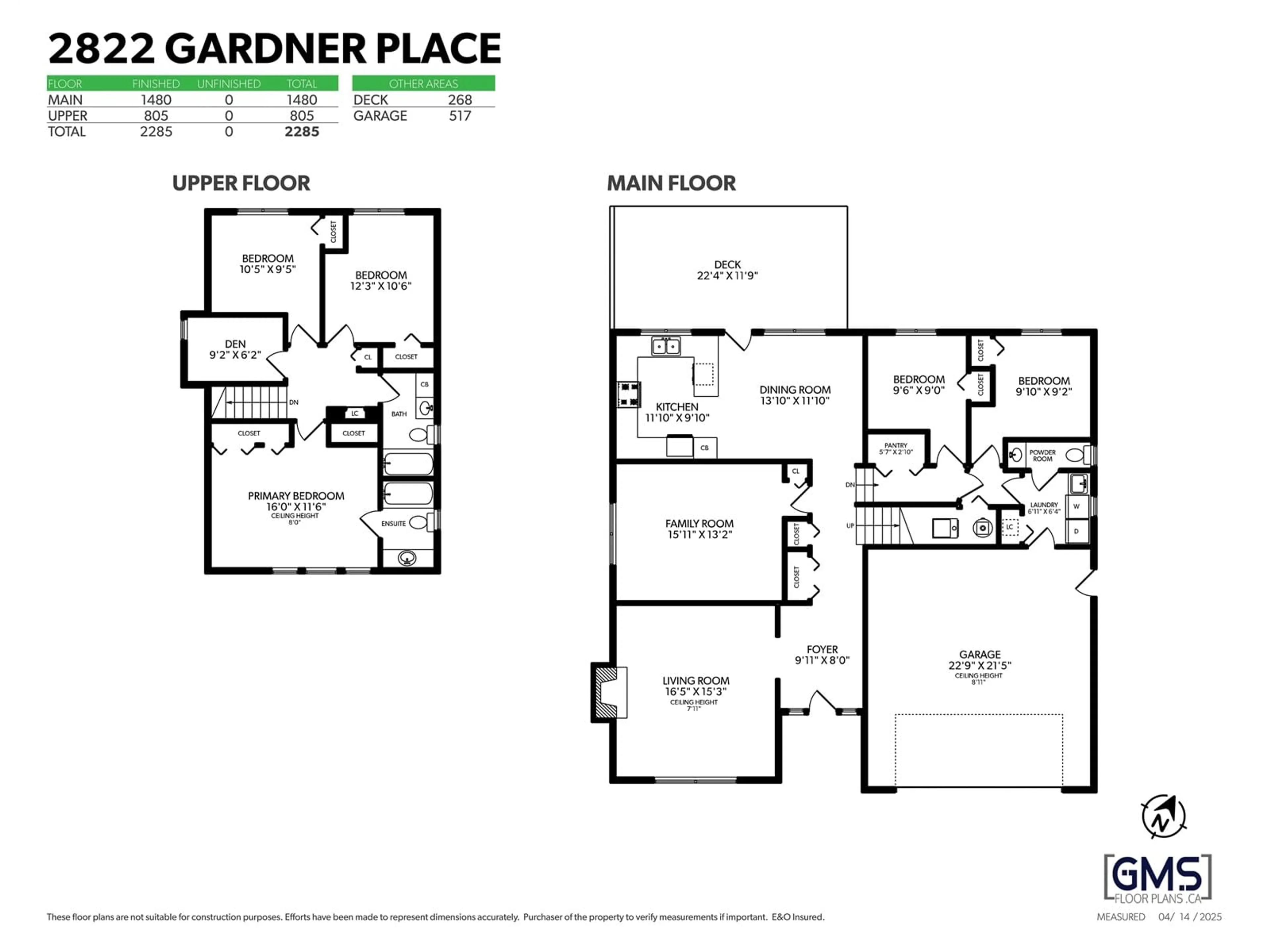 Floor plan for 2822 GARDNER, Abbotsford British Columbia V2T5E1