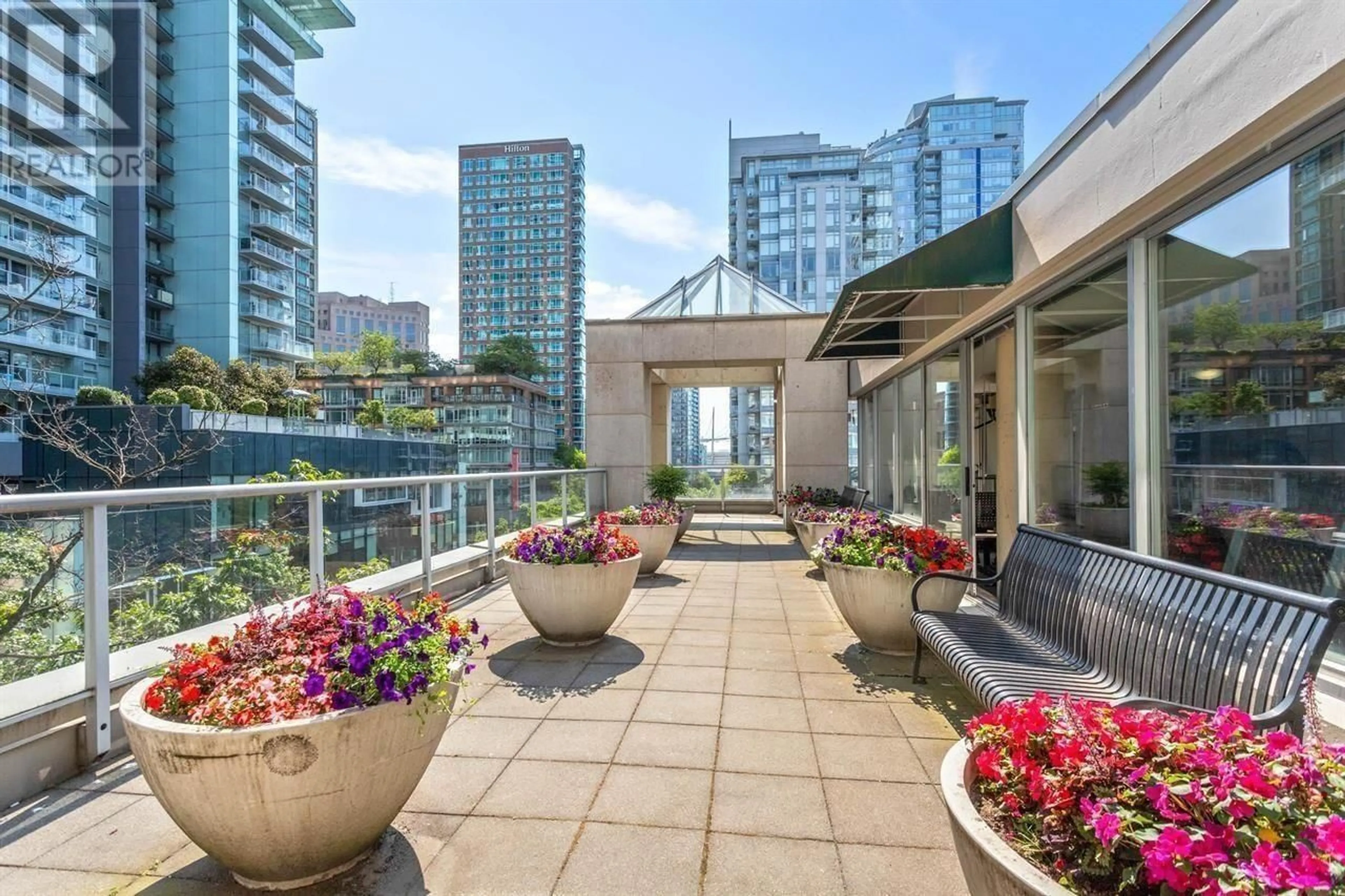 Patio, city buildings view from balcony for 506 - 822 SEYMOUR STREET, Vancouver British Columbia V6B1L7
