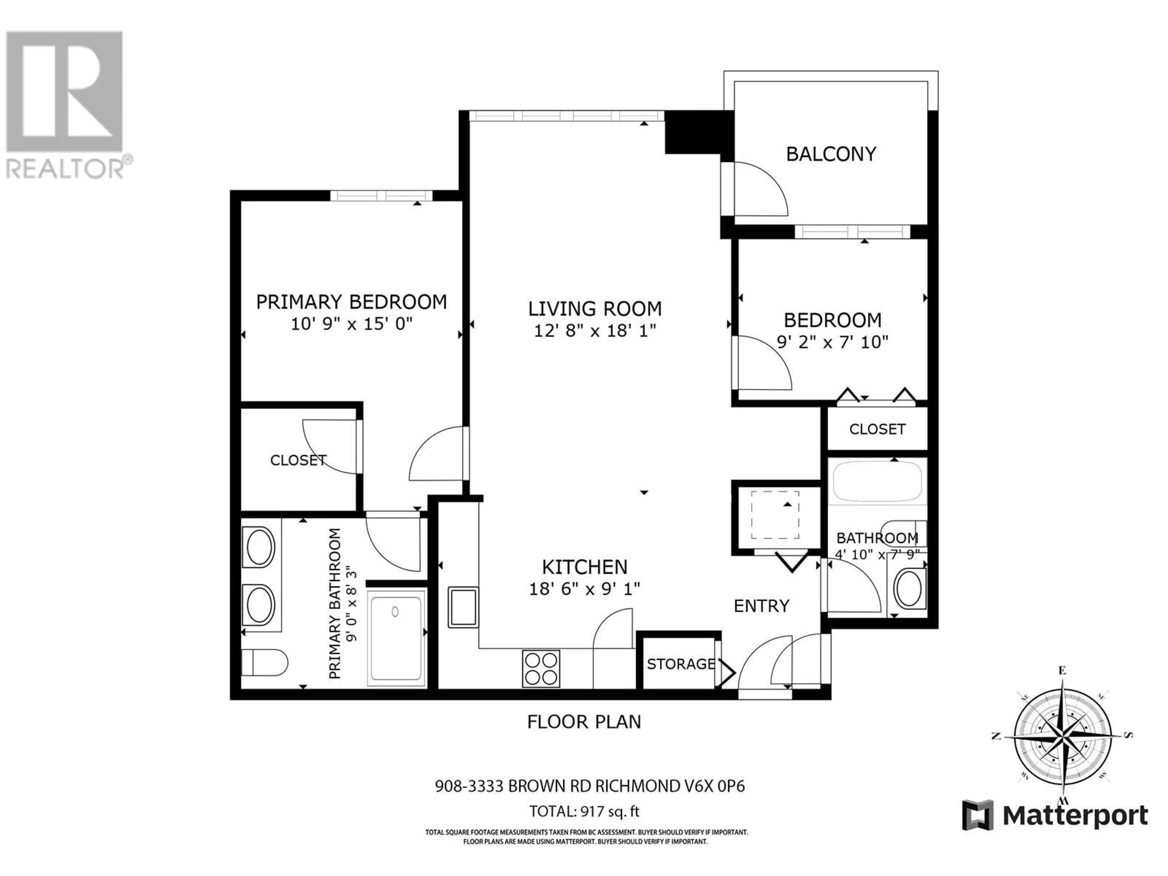 Floor plan for 908 - 3333 BROWN ROAD, Richmond British Columbia V6X0P6