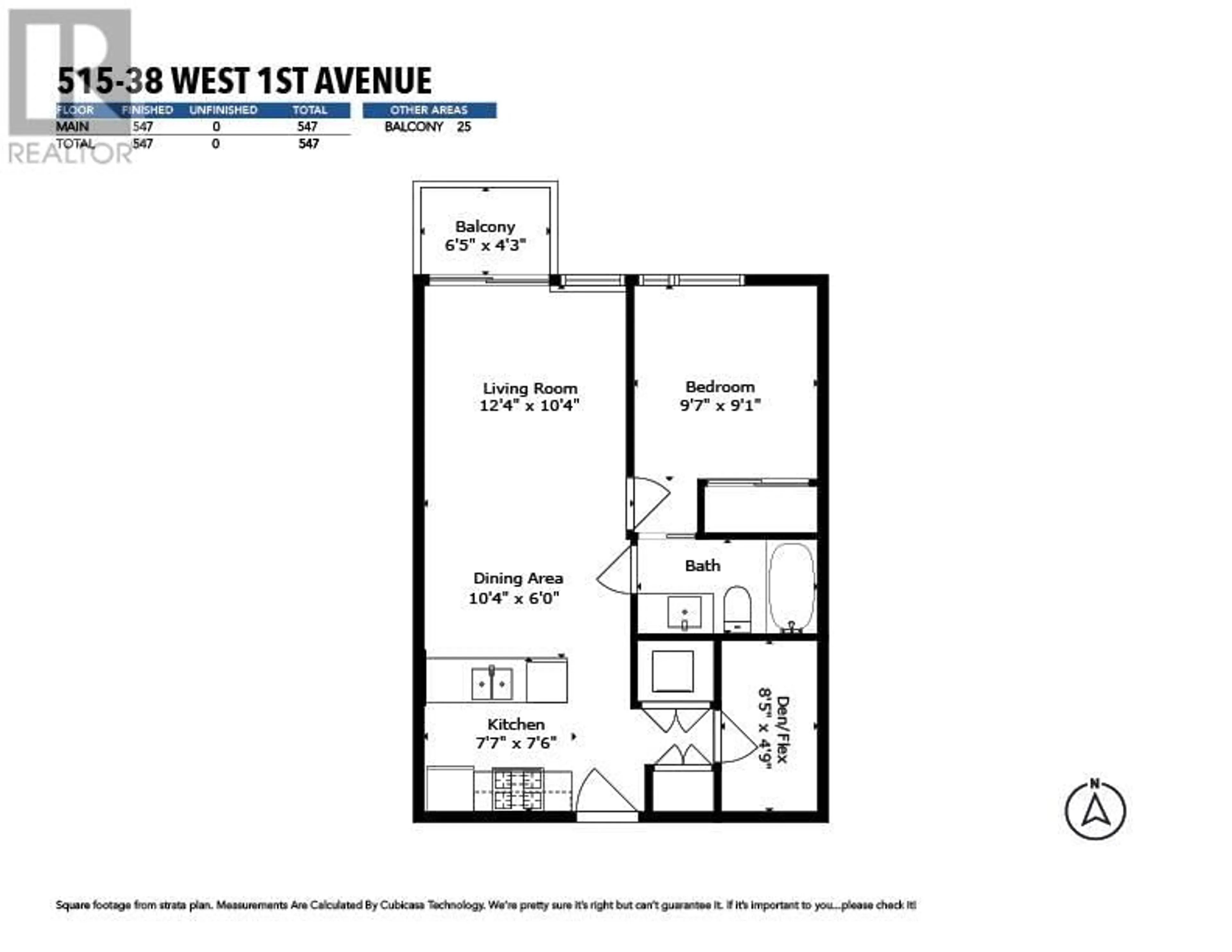 Floor plan for 515 - 38 1ST AVENUE, Vancouver British Columbia V5Y0K3
