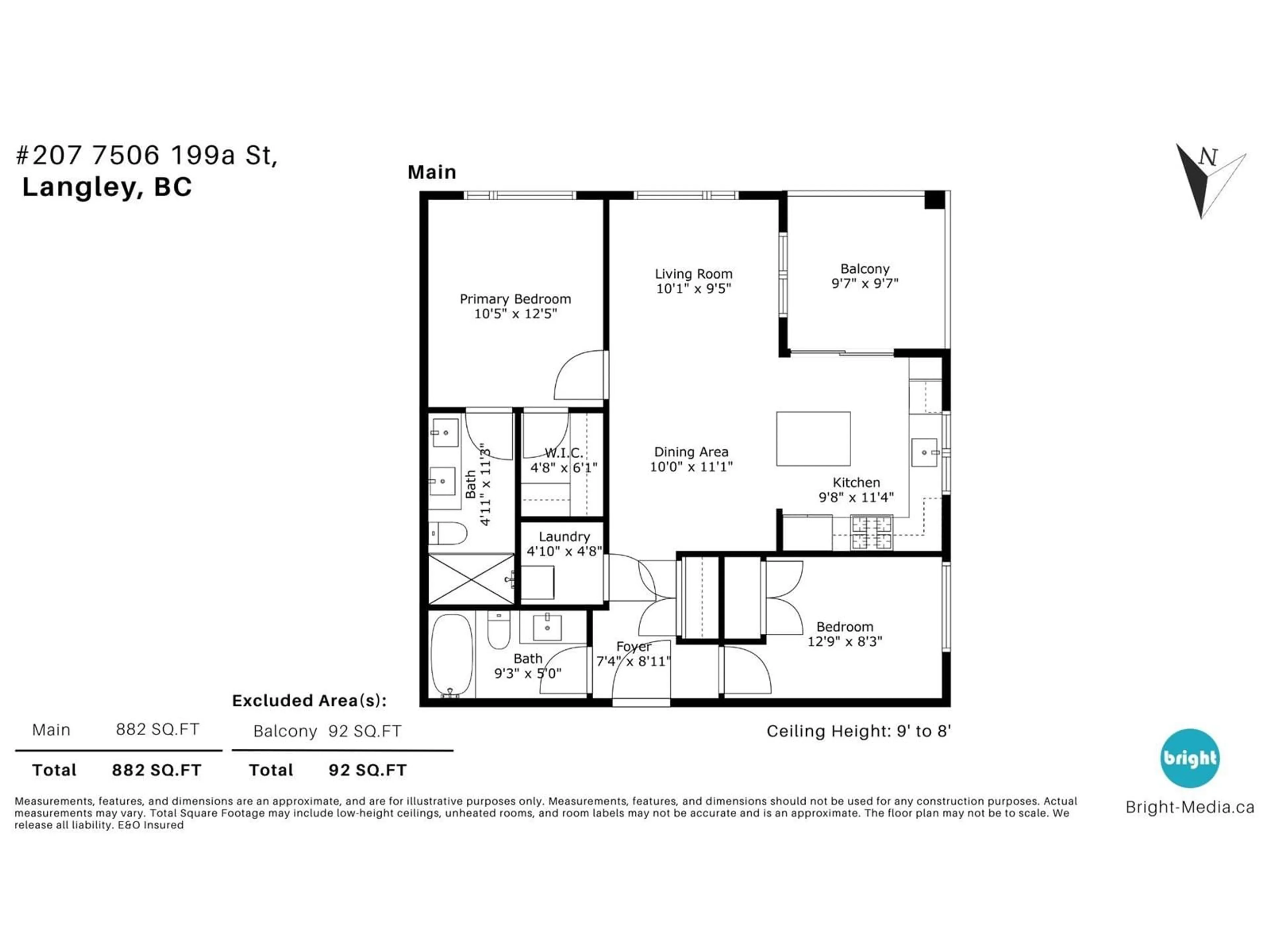 Floor plan for 207 - 7506 199A, Langley British Columbia V2Y3K9
