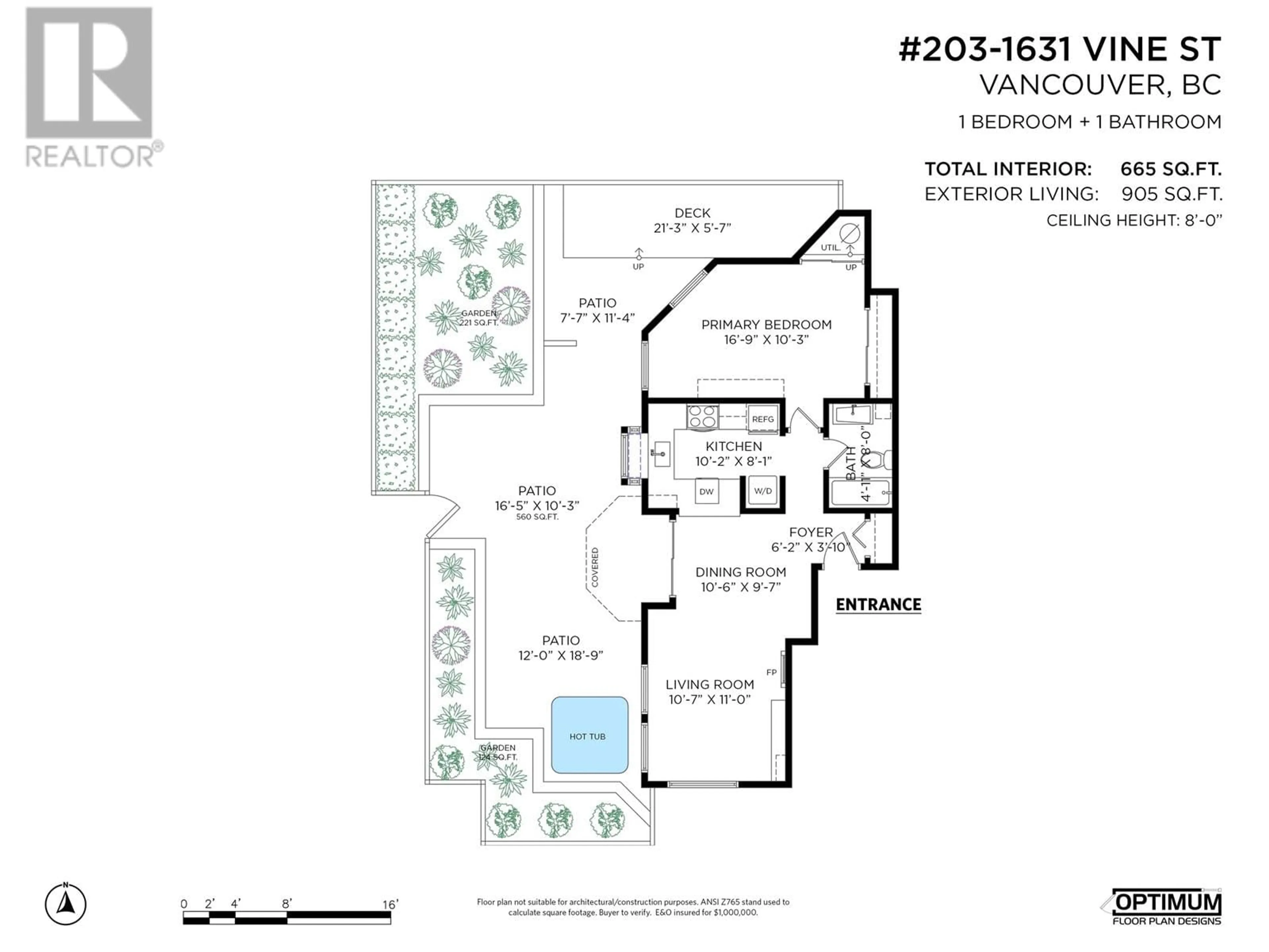 Floor plan for 203 - 1631 VINE STREET, Vancouver British Columbia V6K3J3