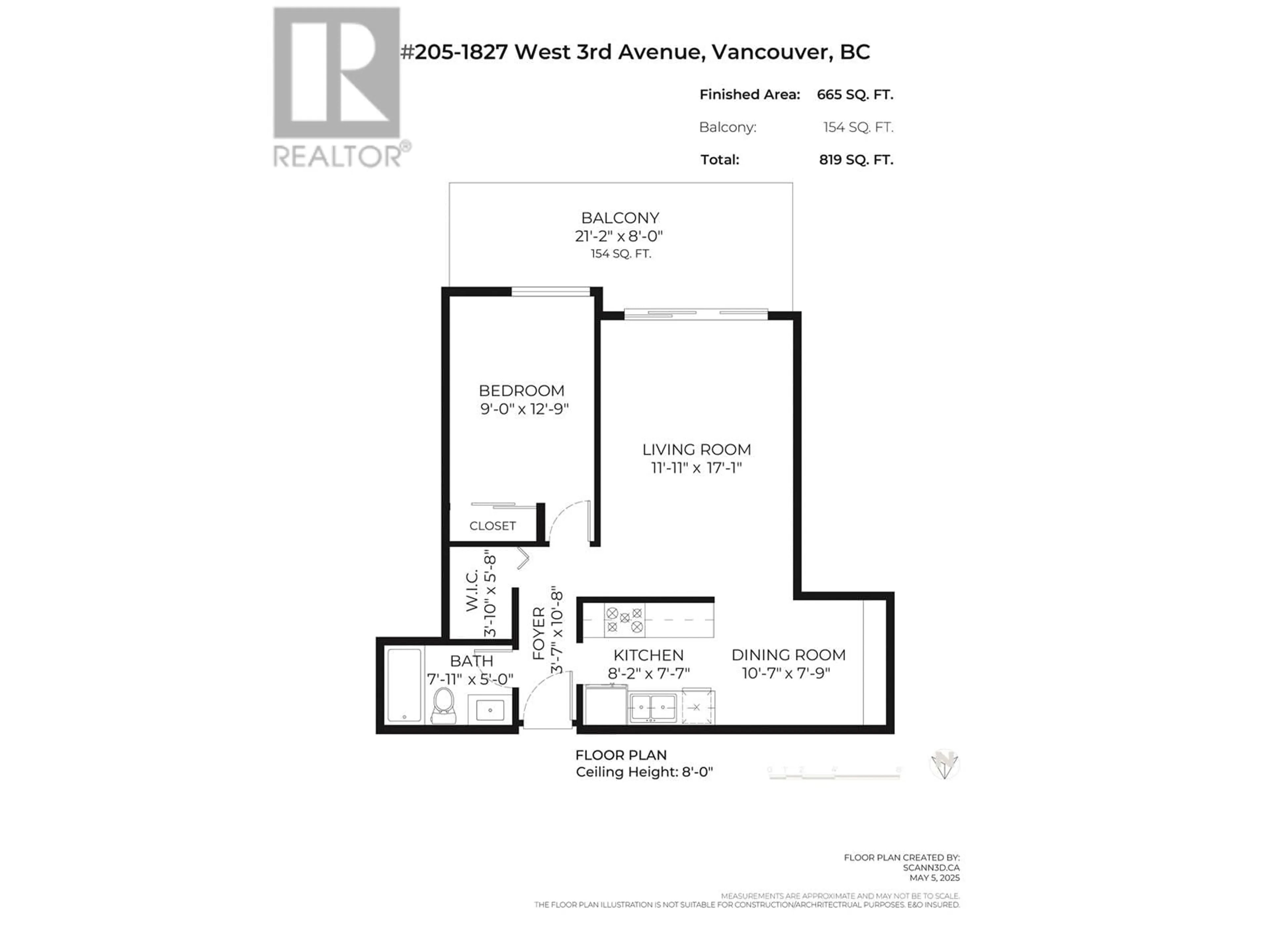 Floor plan for 205 - 1827 3RD AVENUE, Vancouver British Columbia V6J1K9