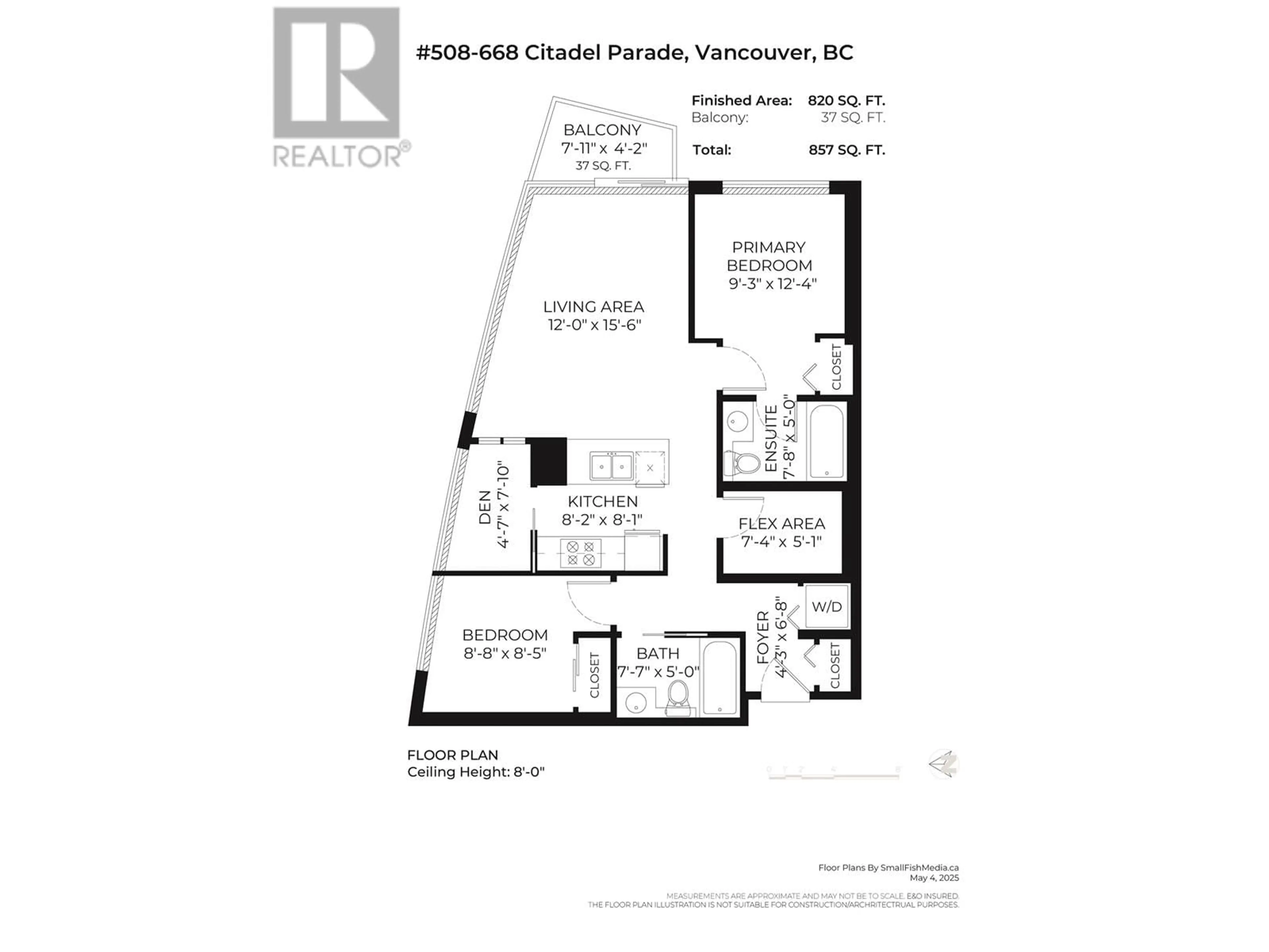 Floor plan for 508 - 668 CITADEL PARADE, Vancouver British Columbia V6B1W6