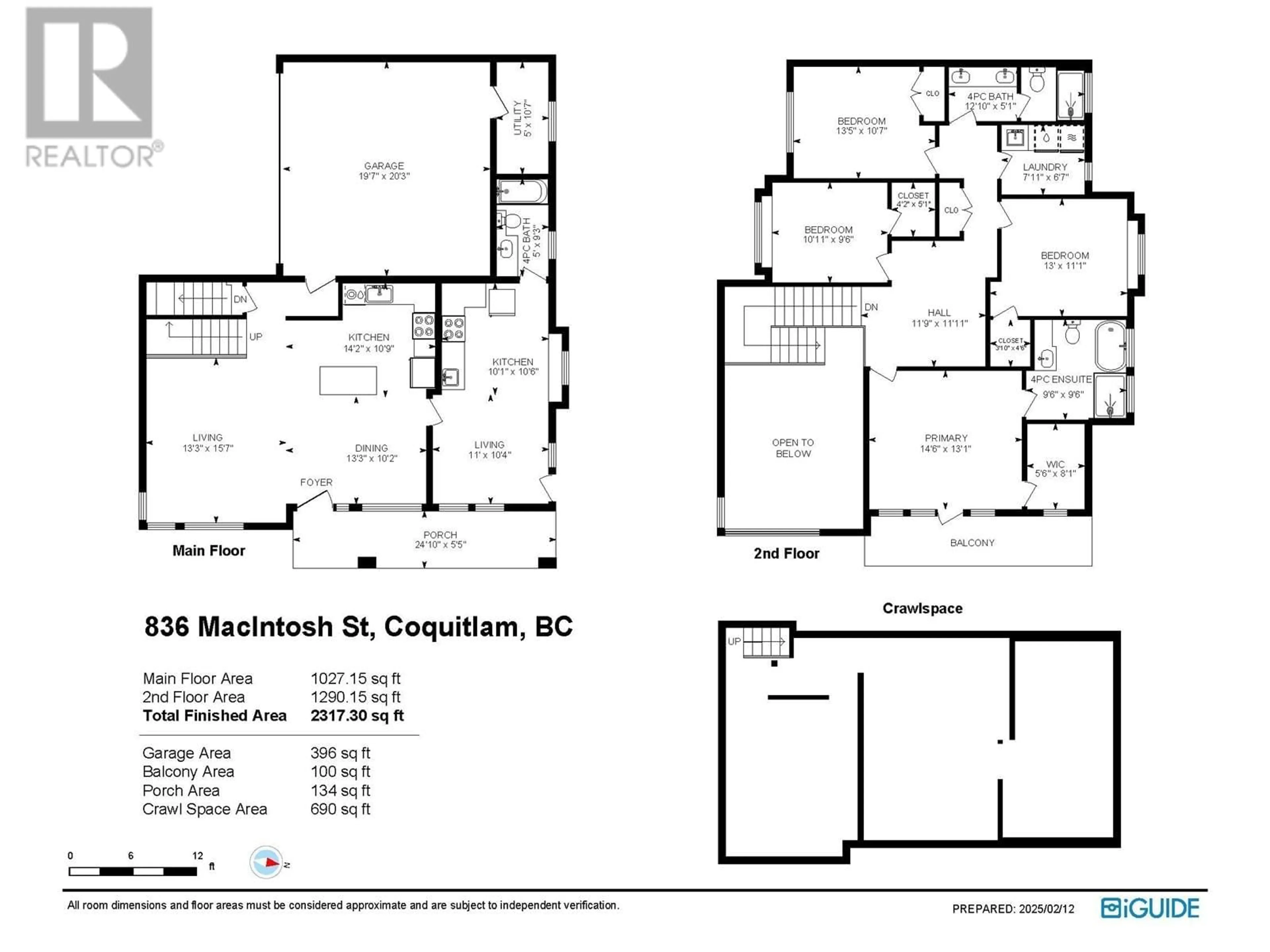 Floor plan for 836 MACINTOSH STREET, Coquitlam British Columbia V3J4Z2
