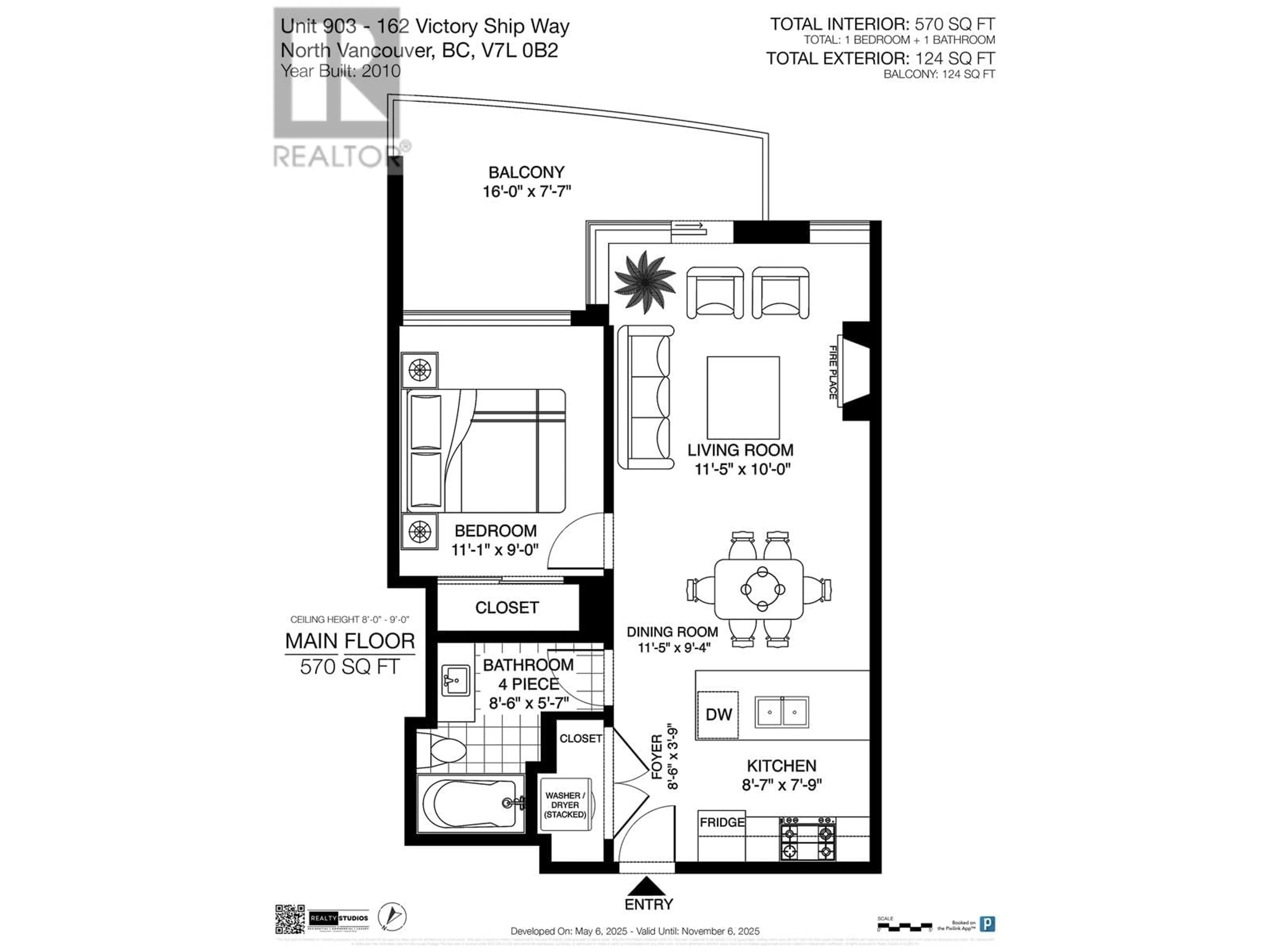 Floor plan for 903 - 162 VICTORY SHIP WAY, North Vancouver British Columbia V7L0B4
