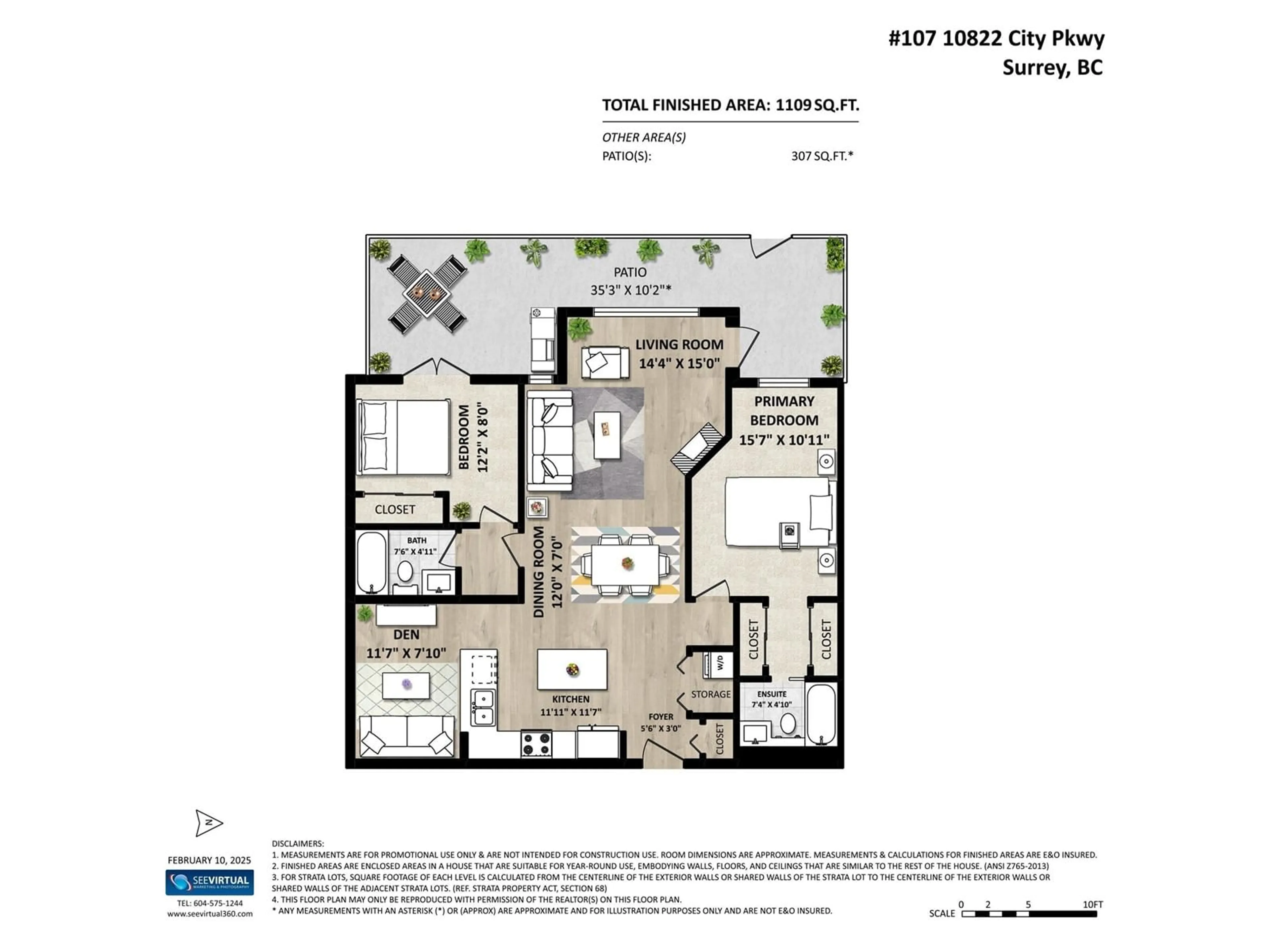 Floor plan for 107 - 10822 CITY, Surrey British Columbia V3T0C2
