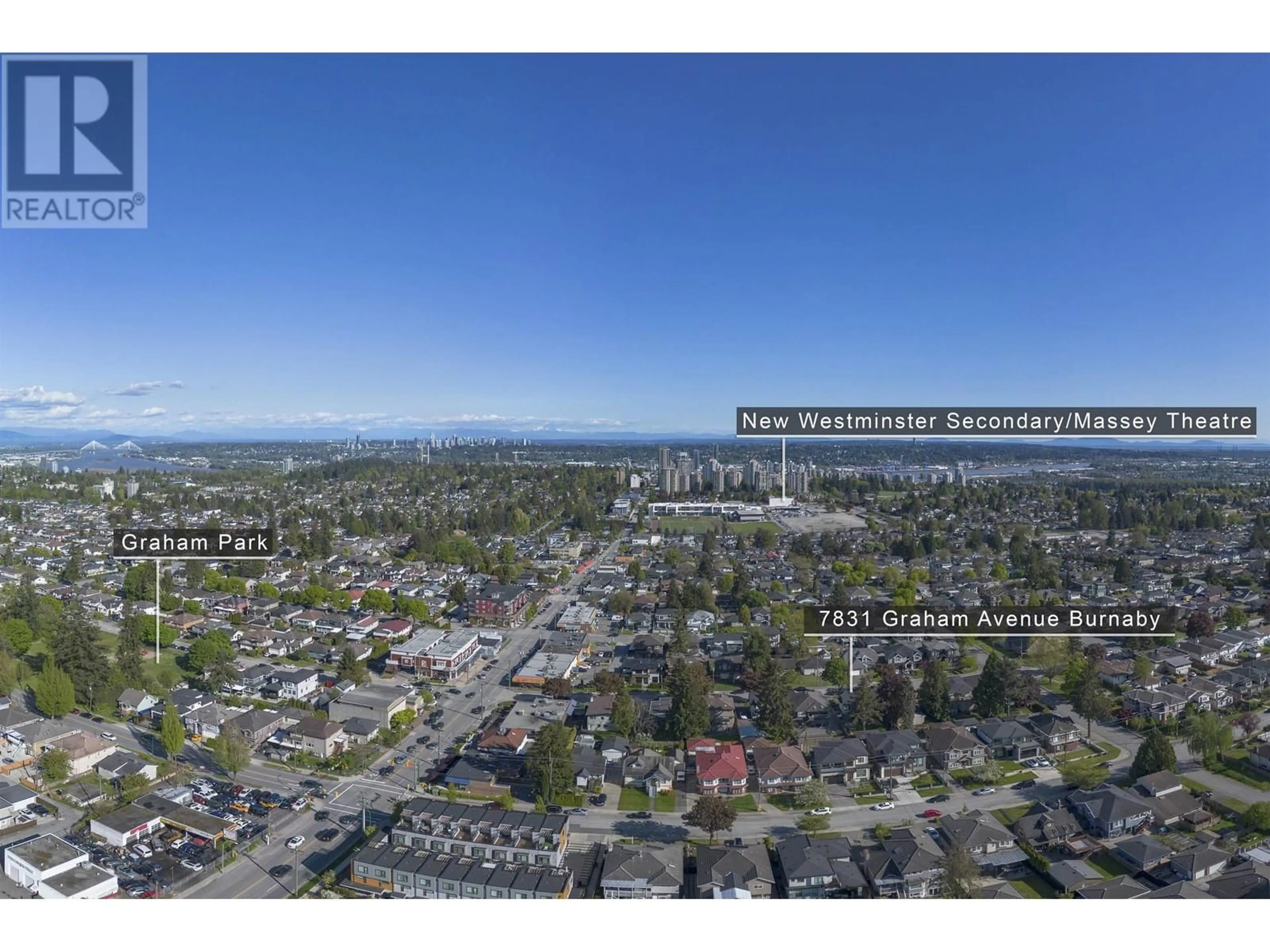 A pic from outside/outdoor area/front of a property/back of a property/a pic from drone, water/lake/river/ocean view for 7831 GRAHAM AVENUE, Burnaby British Columbia V3N1V6
