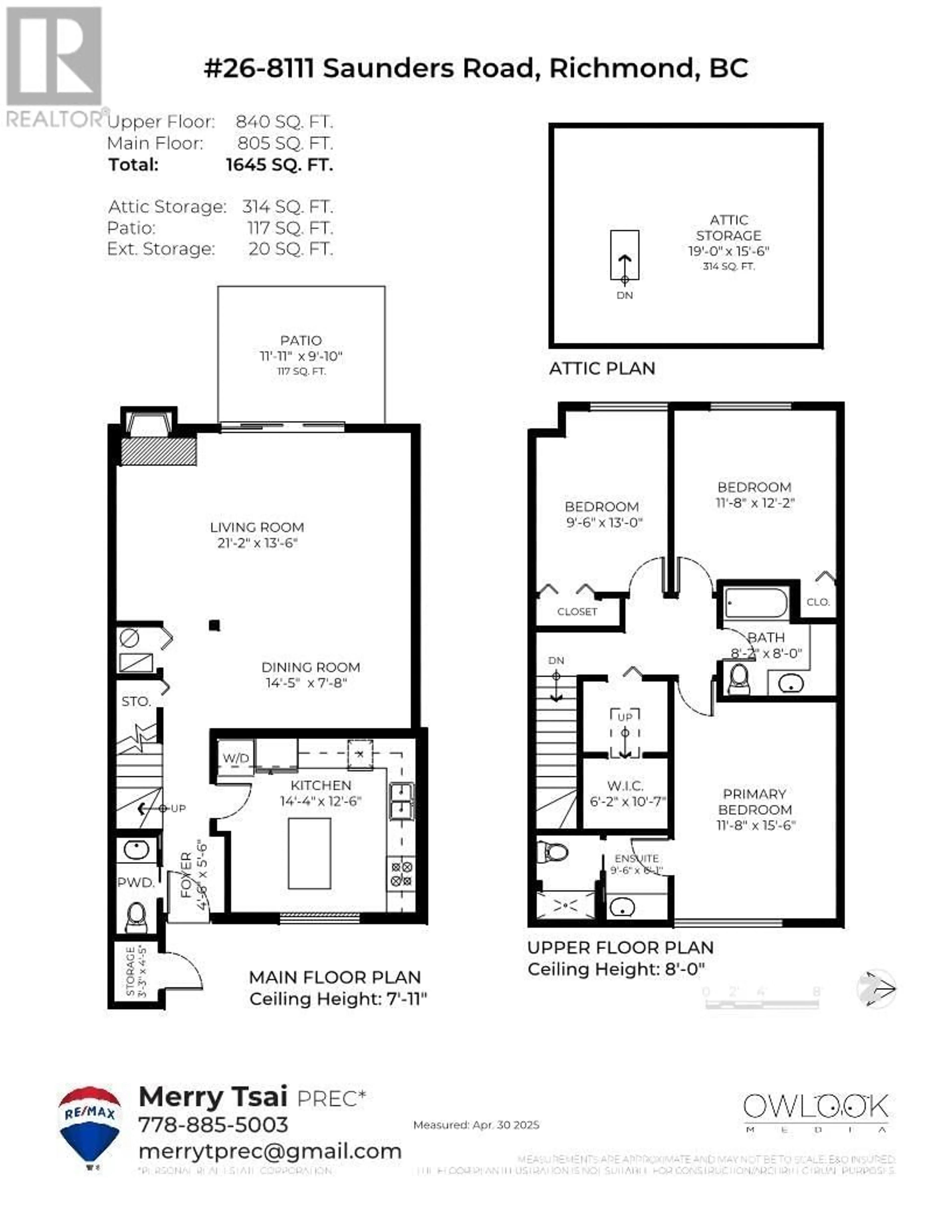 Floor plan for 26 - 8111 SAUNDERS ROAD, Richmond British Columbia V7A4L9