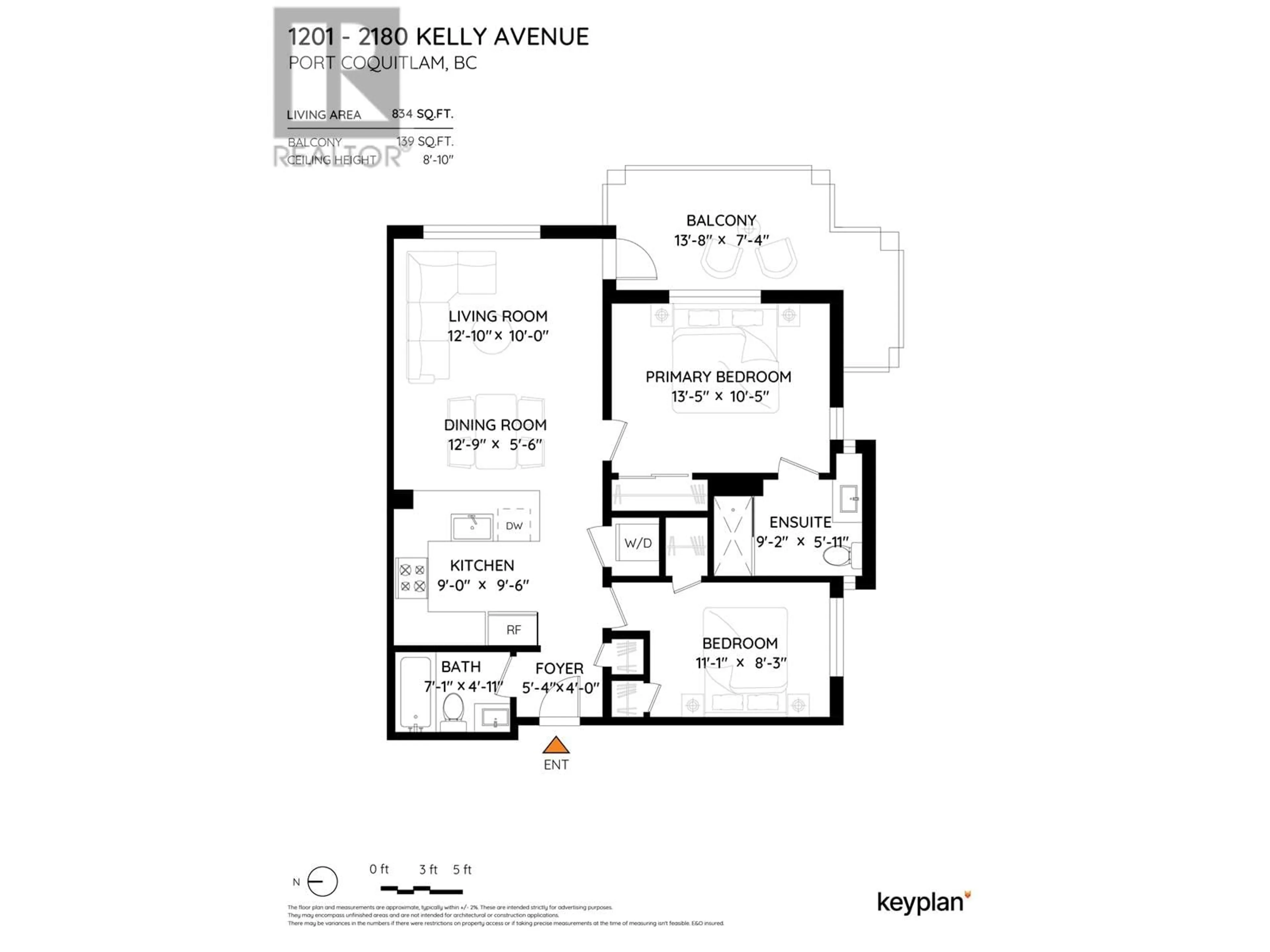 Floor plan for 1201 - 2180 KELLY AVENUE, Port Coquitlam British Columbia V3C0S6