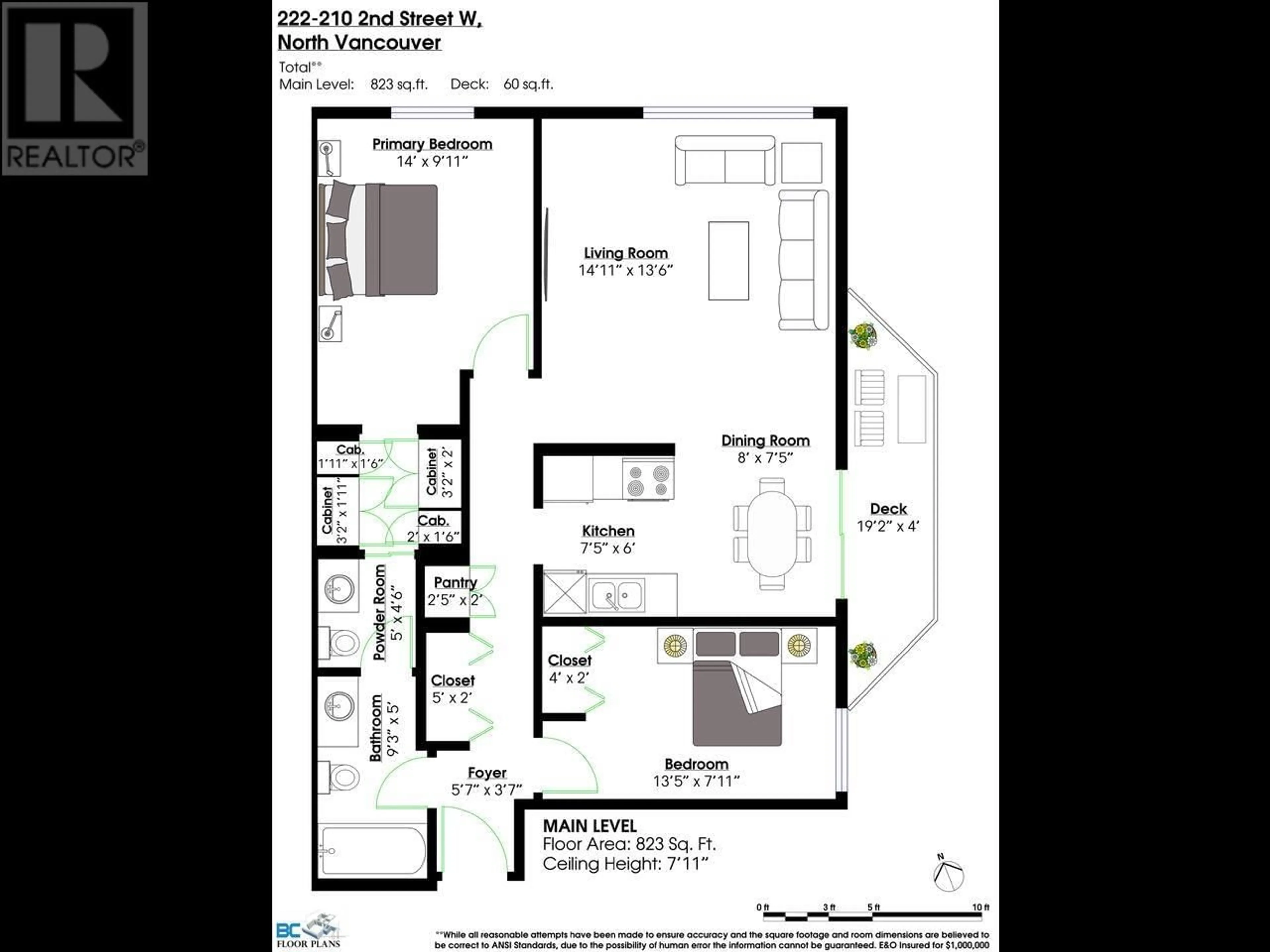 Floor plan for 222 - 210 2ND STREET, North Vancouver British Columbia V7M1C6