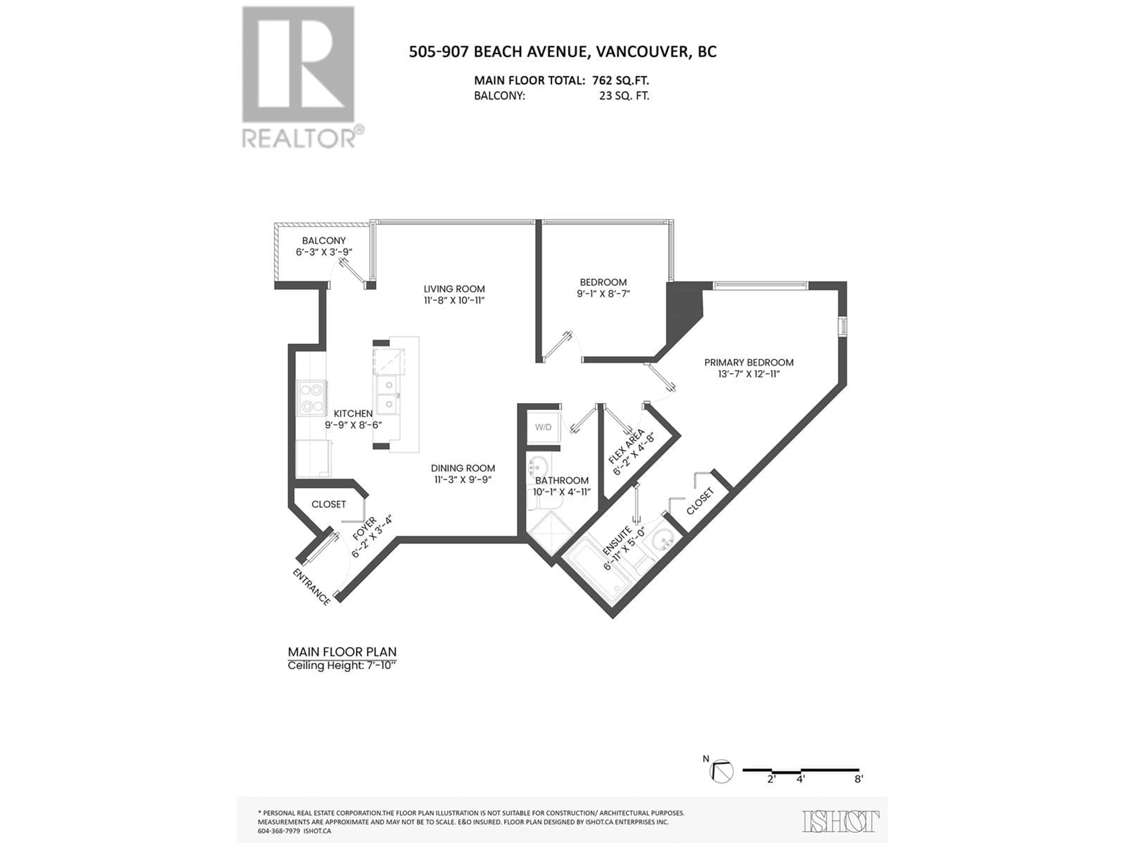 Floor plan for 505 - 907 BEACH AVENUE, Vancouver British Columbia V6Z2R3