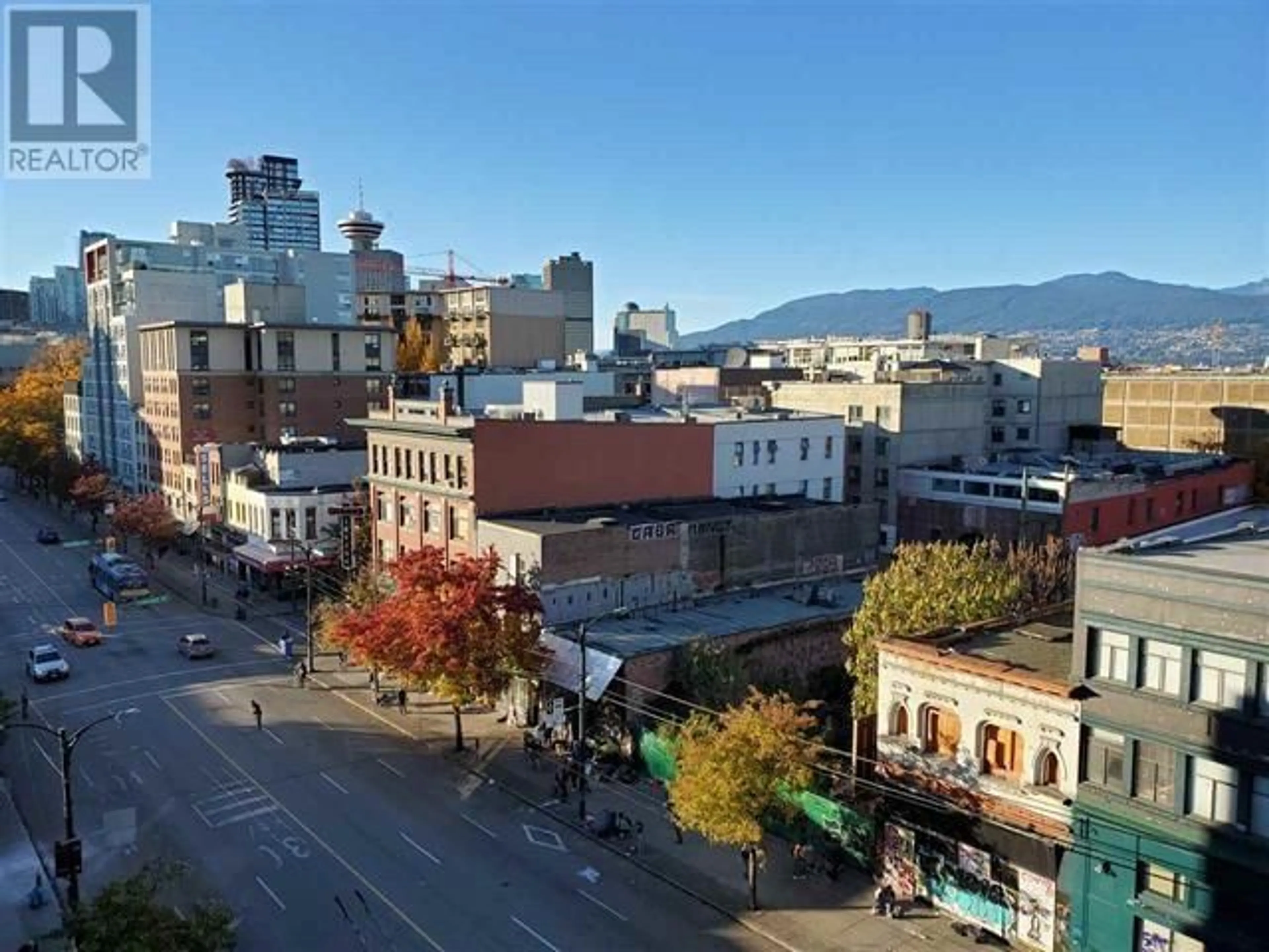 A pic from outside/outdoor area/front of a property/back of a property/a pic from drone, city buildings view from balcony for 606 - 138 HASTINGS STREET, Vancouver British Columbia V6A1N4
