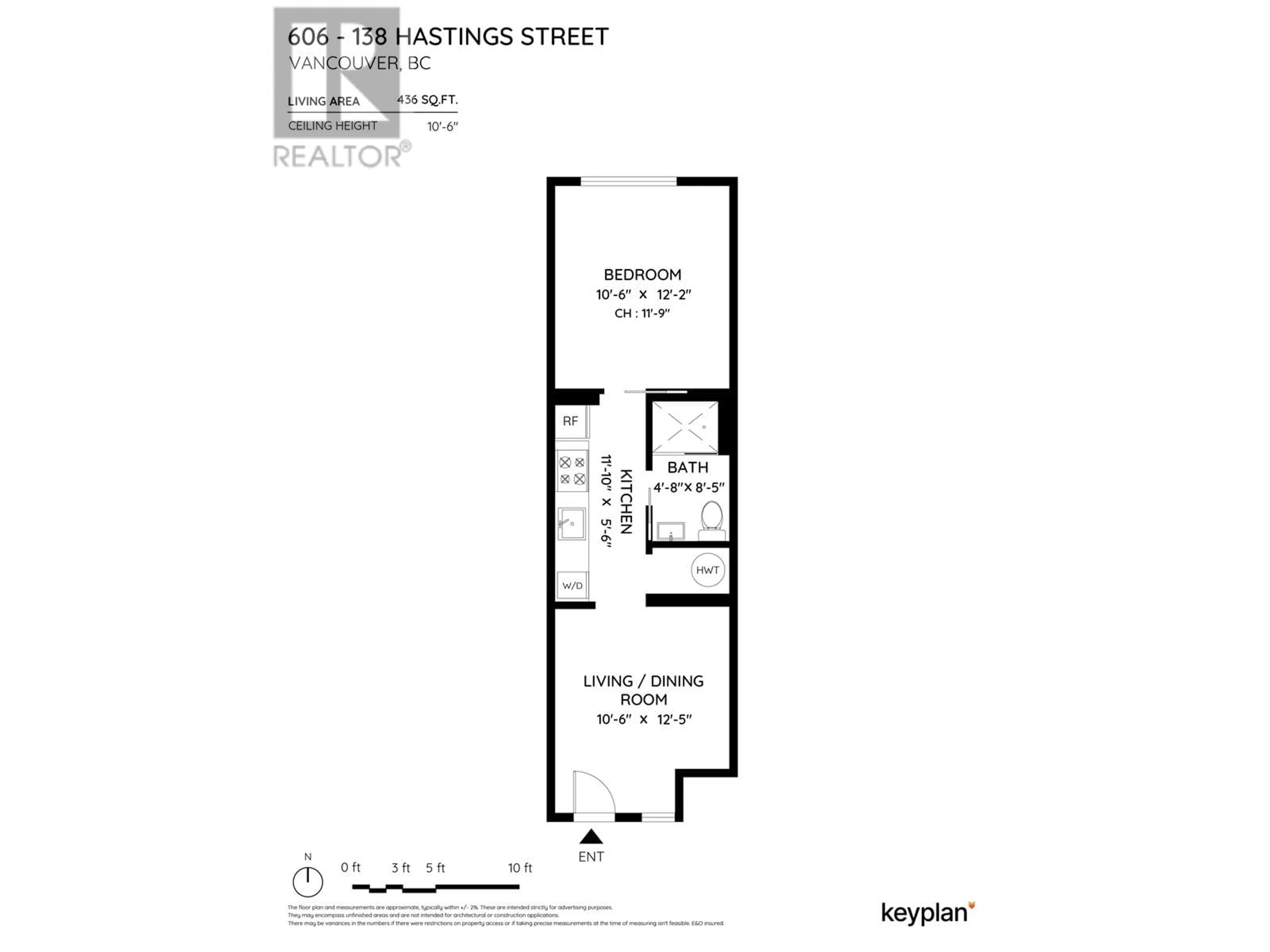 Floor plan for 606 - 138 HASTINGS STREET, Vancouver British Columbia V6A1N4