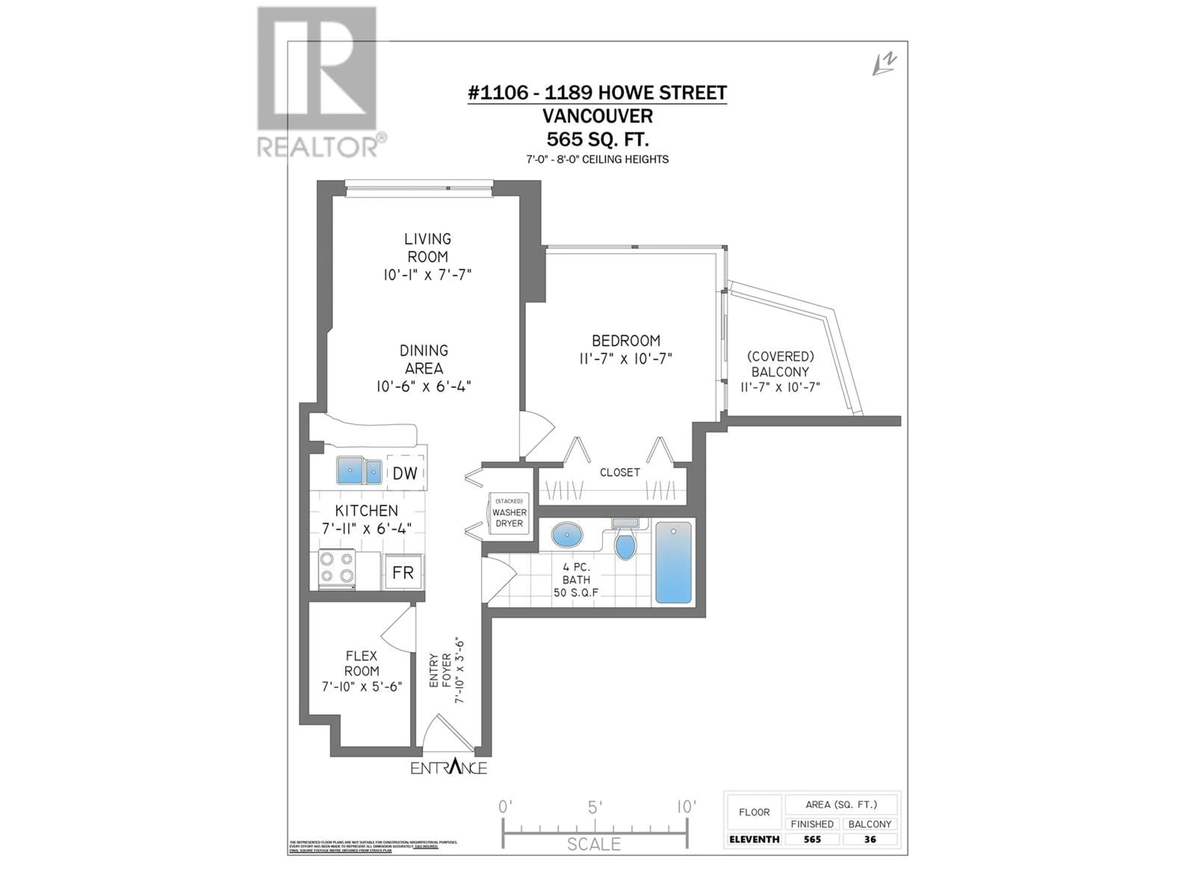 Floor plan for 1106 - 1189 HOWE STREET, Vancouver British Columbia V6Z2X4