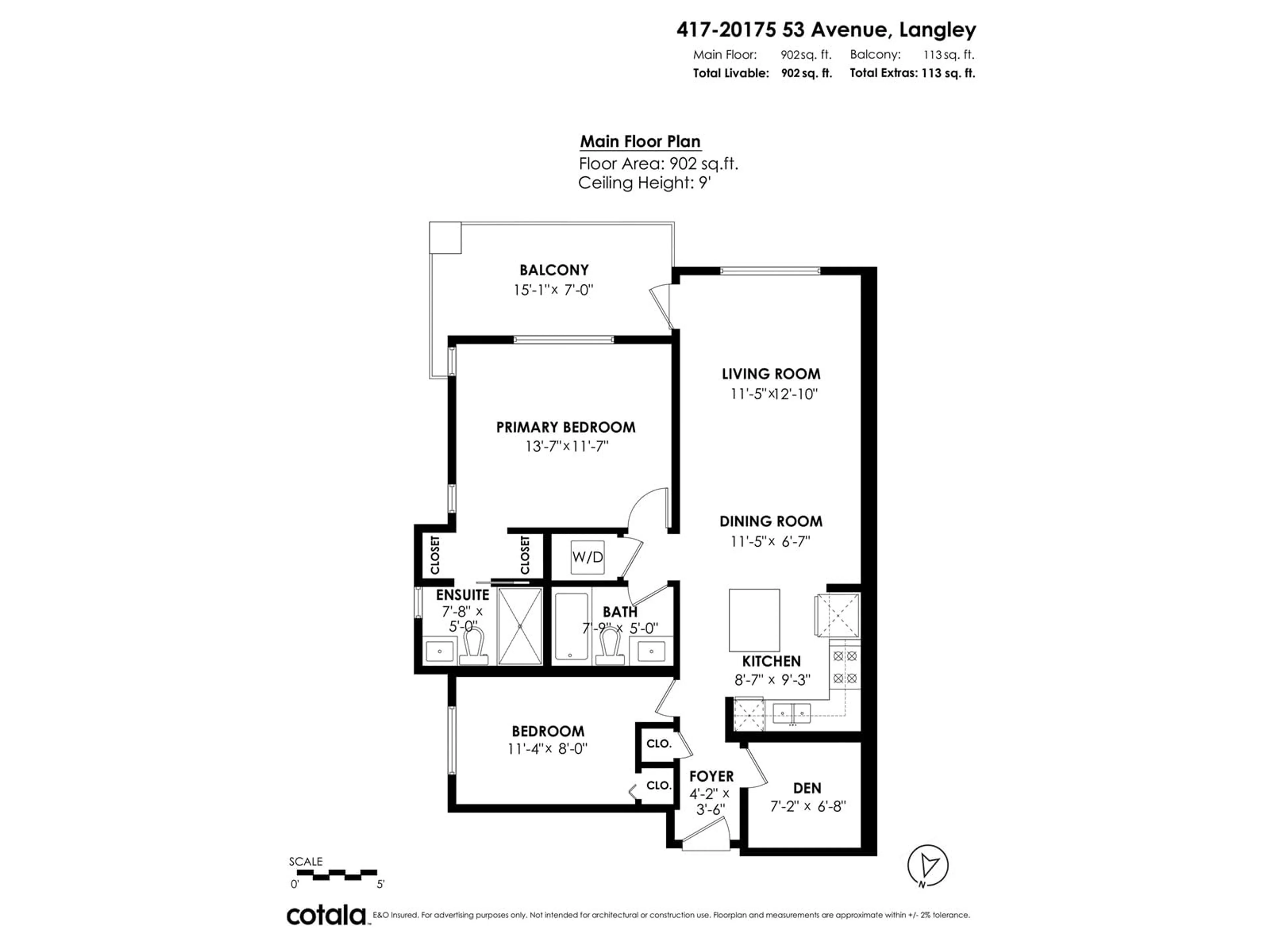 Floor plan for 417 - 20175 53, Langley British Columbia V3A0J8