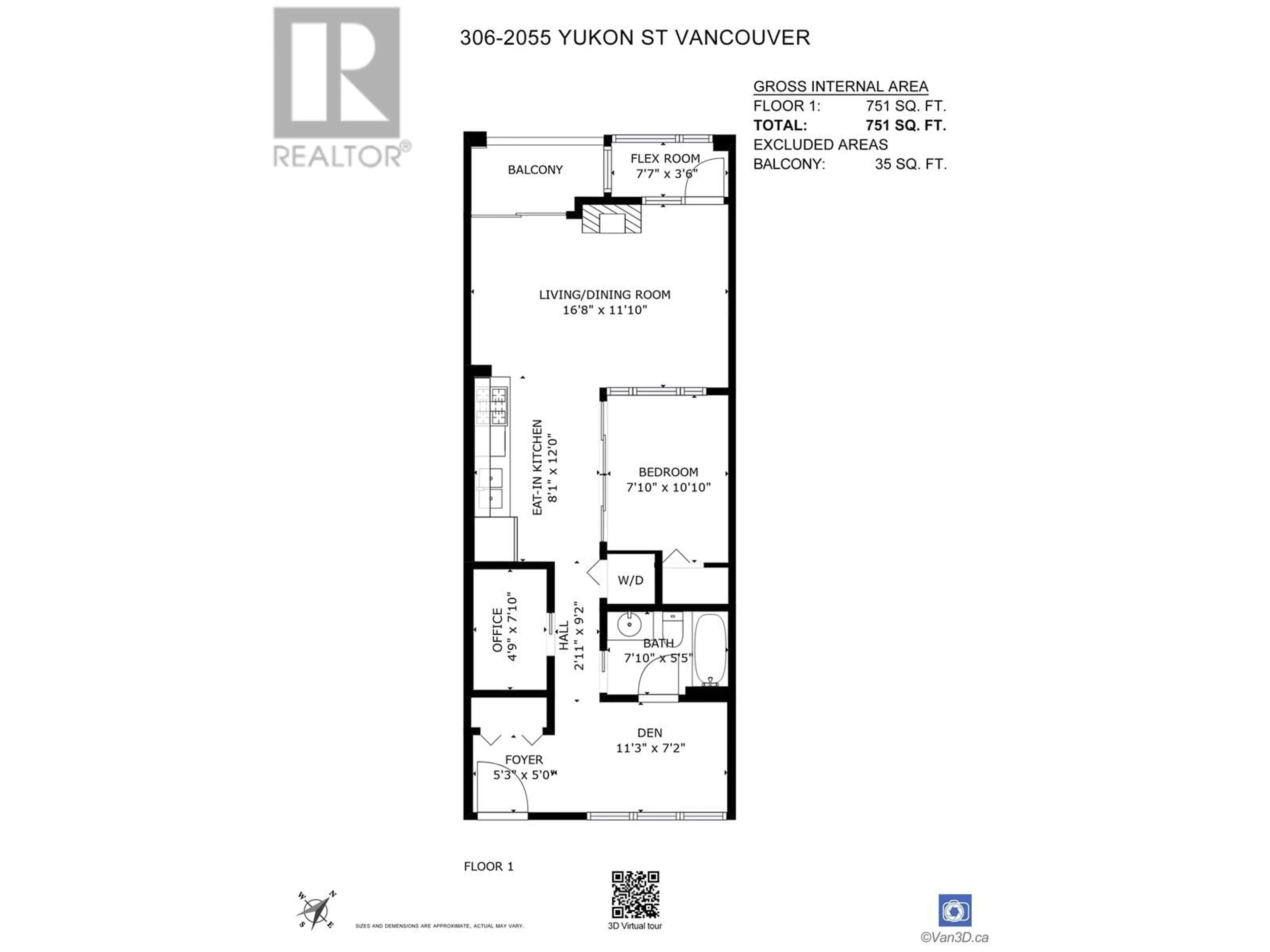Floor plan for 306 - 2055 YUKON STREET, Vancouver British Columbia V5Y4B7