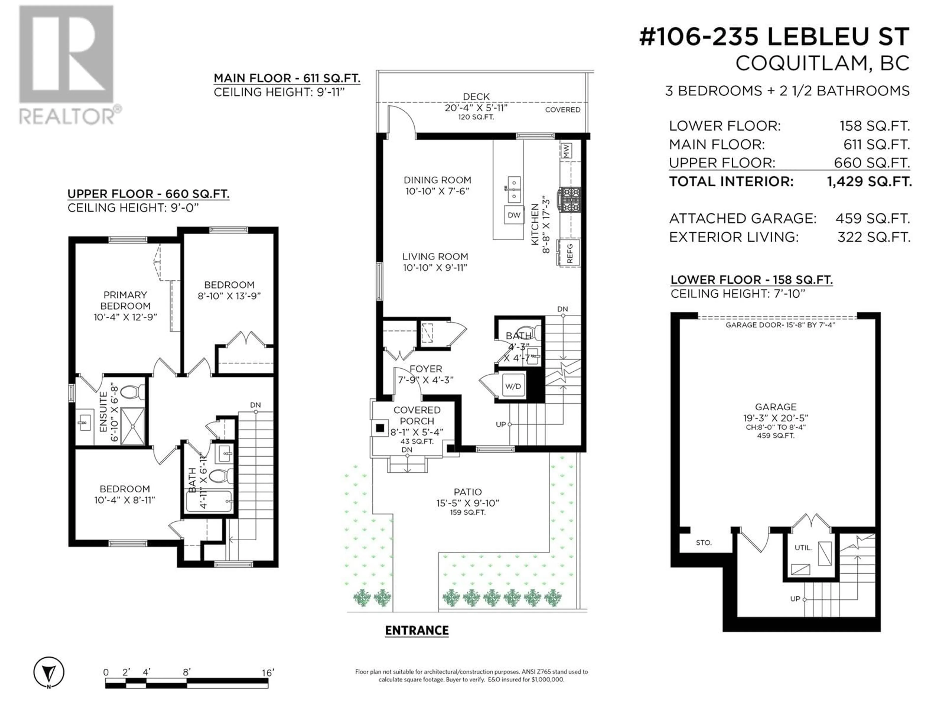 Floor plan for 106 - 235 LEBLEU STREET, Coquitlam British Columbia V3K4L7
