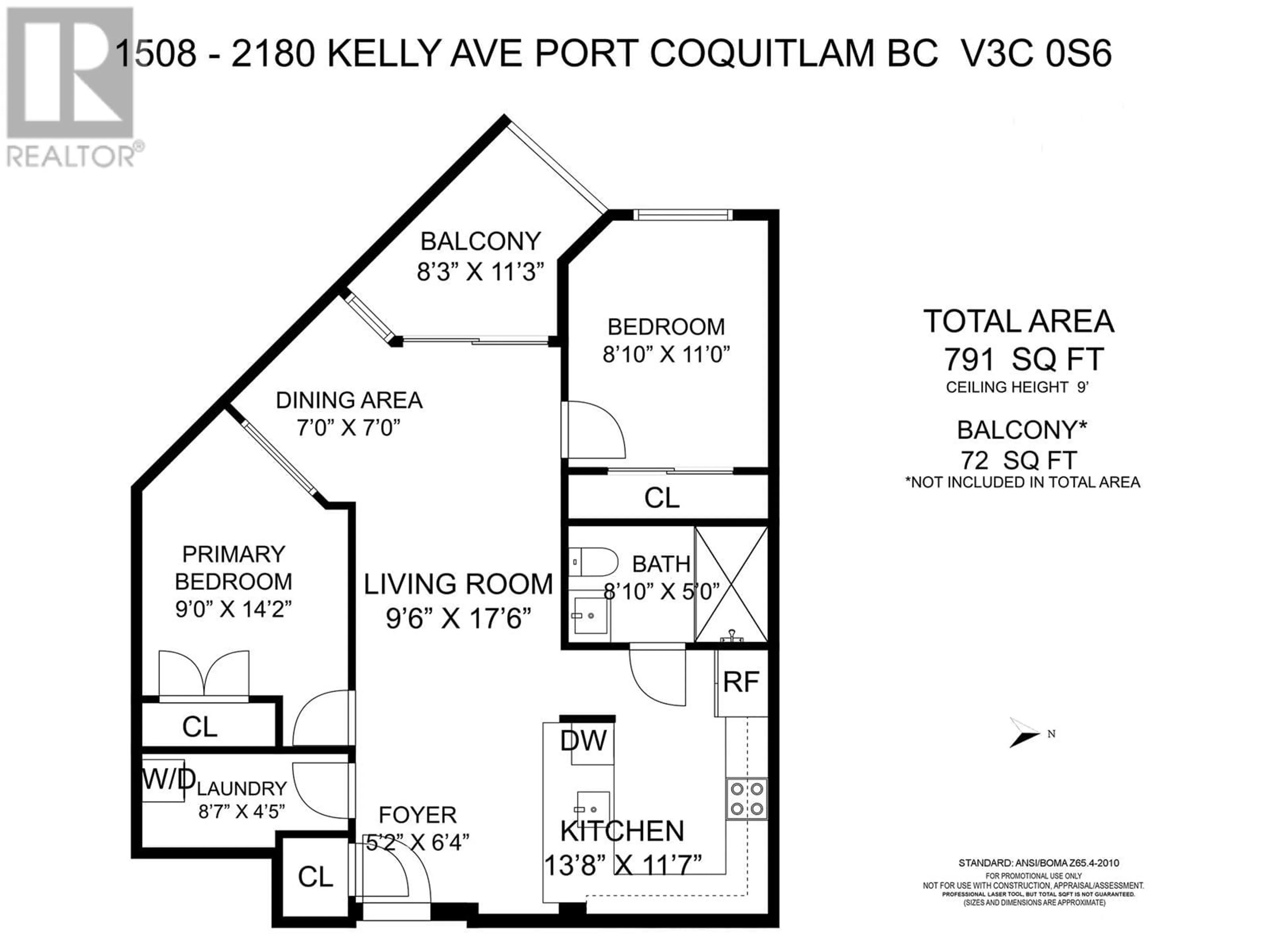 Floor plan for 1508 - 2180 KELLY AVENUE, Port Coquitlam British Columbia V3C0L1