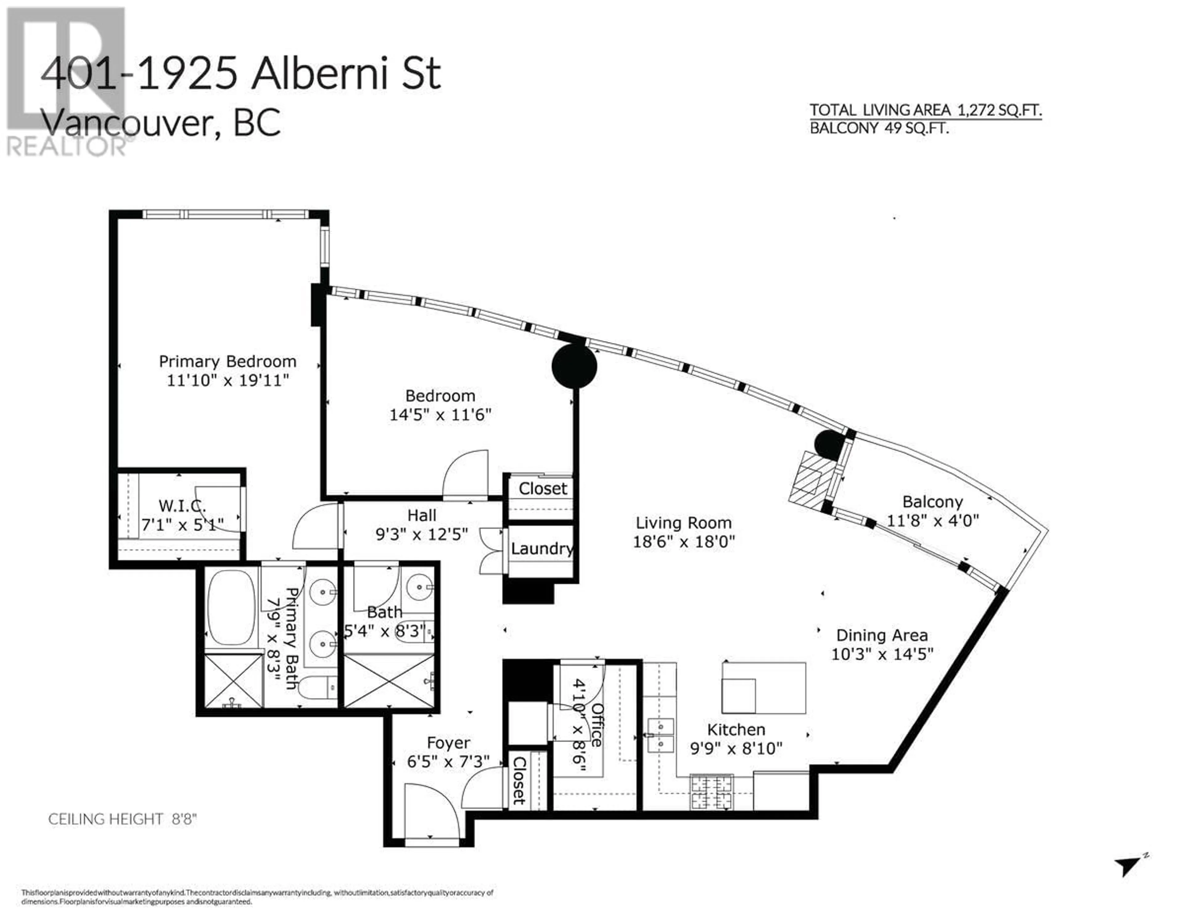 Floor plan for 401 - 1925 ALBERNI STREET, Vancouver British Columbia V6G0A3