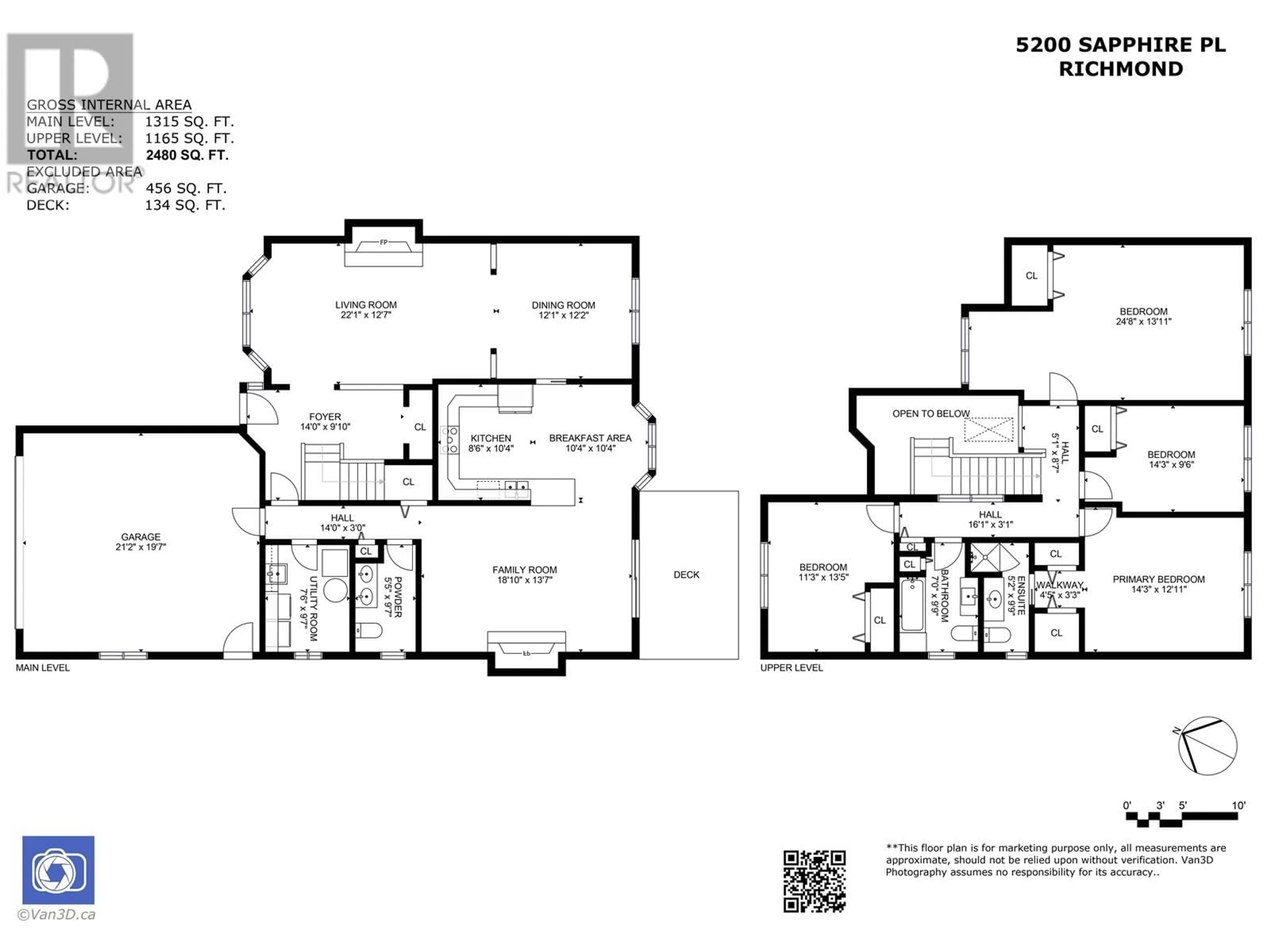 Floor plan for 5200 SAPPHIRE PLACE, Richmond British Columbia V7C4Z9