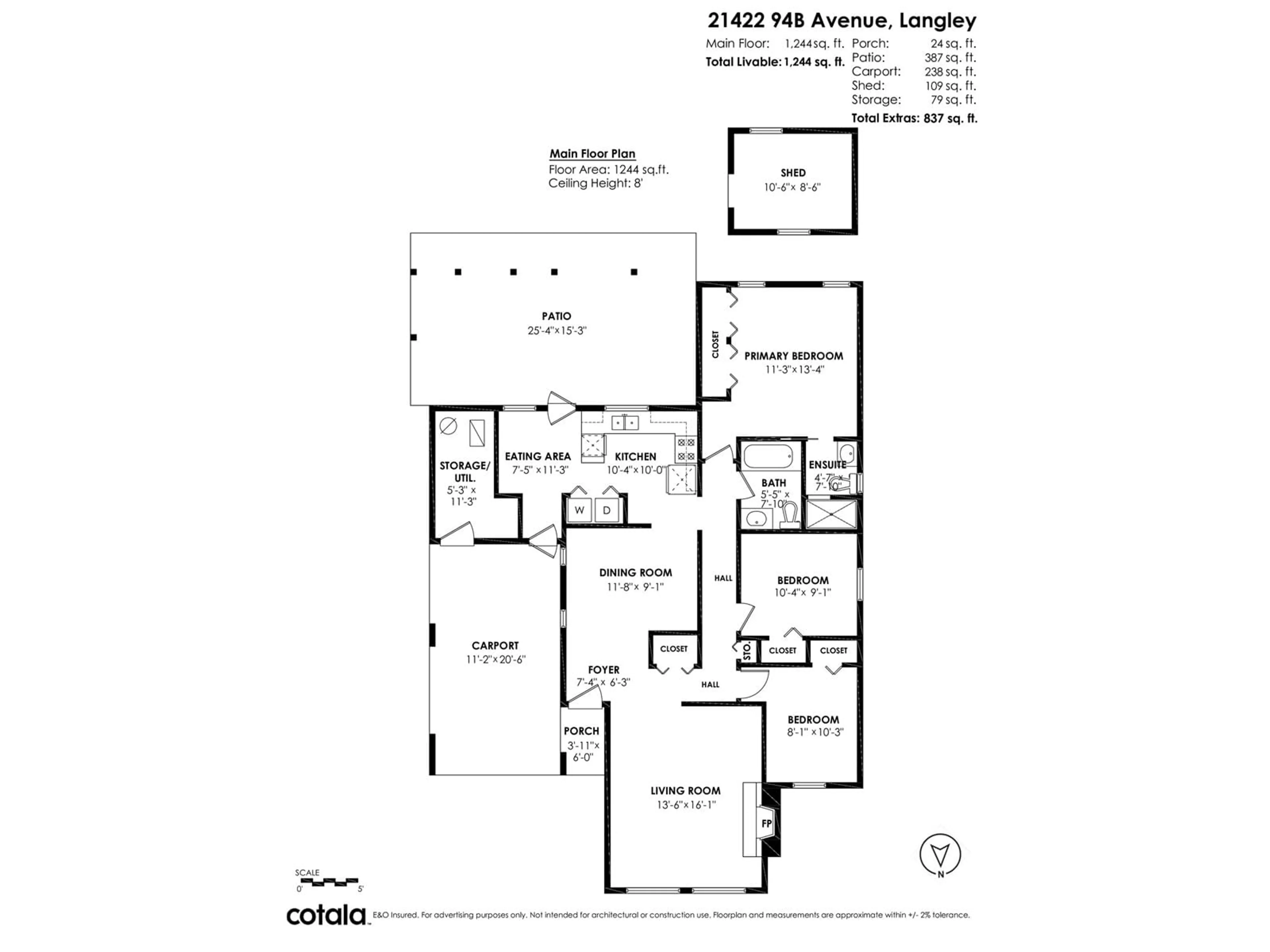 Floor plan for 21422 94B, Langley British Columbia V1M1T3