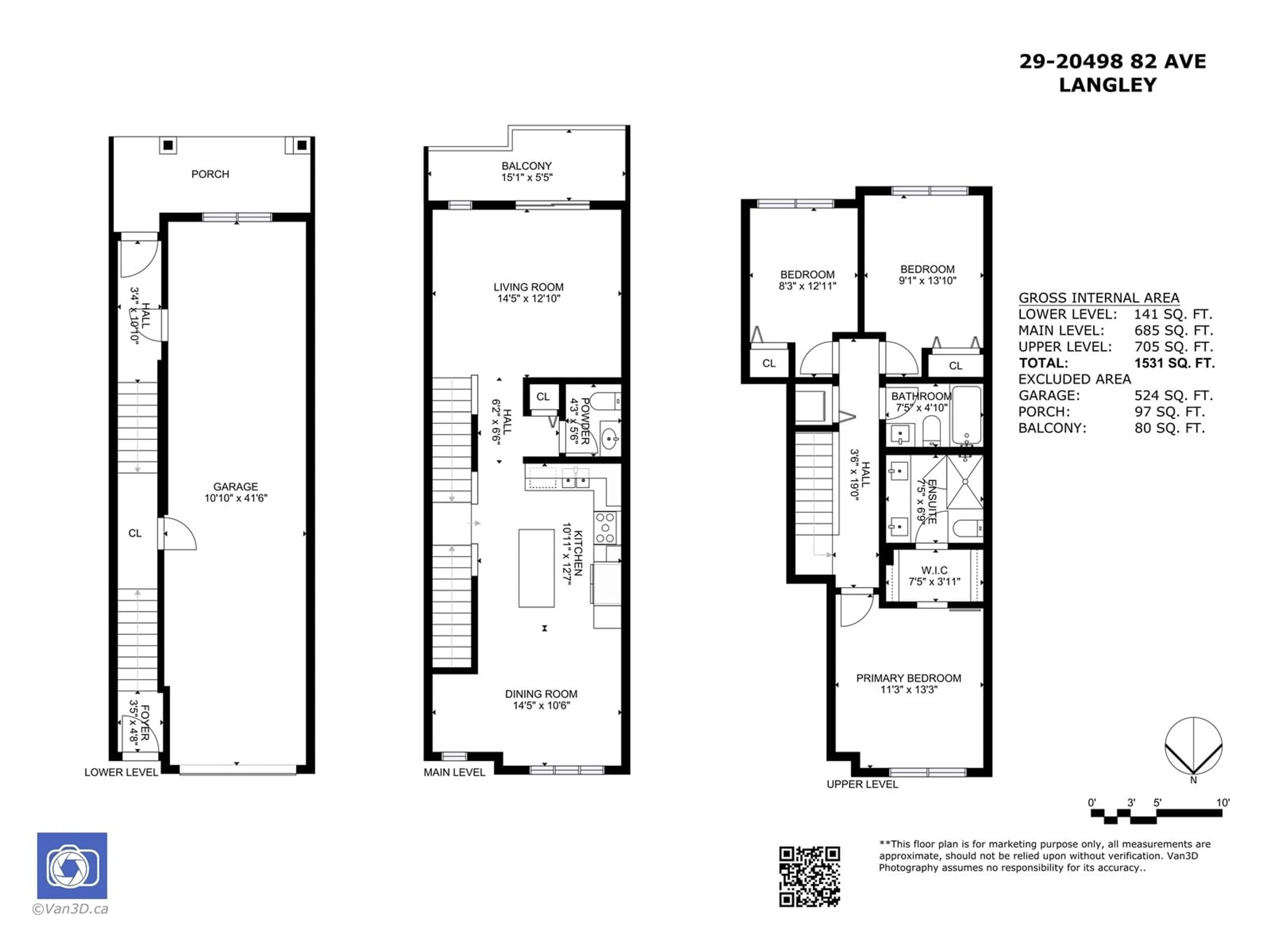 Floor plan for 29 - 20498 82, Langley British Columbia V2Y0V1