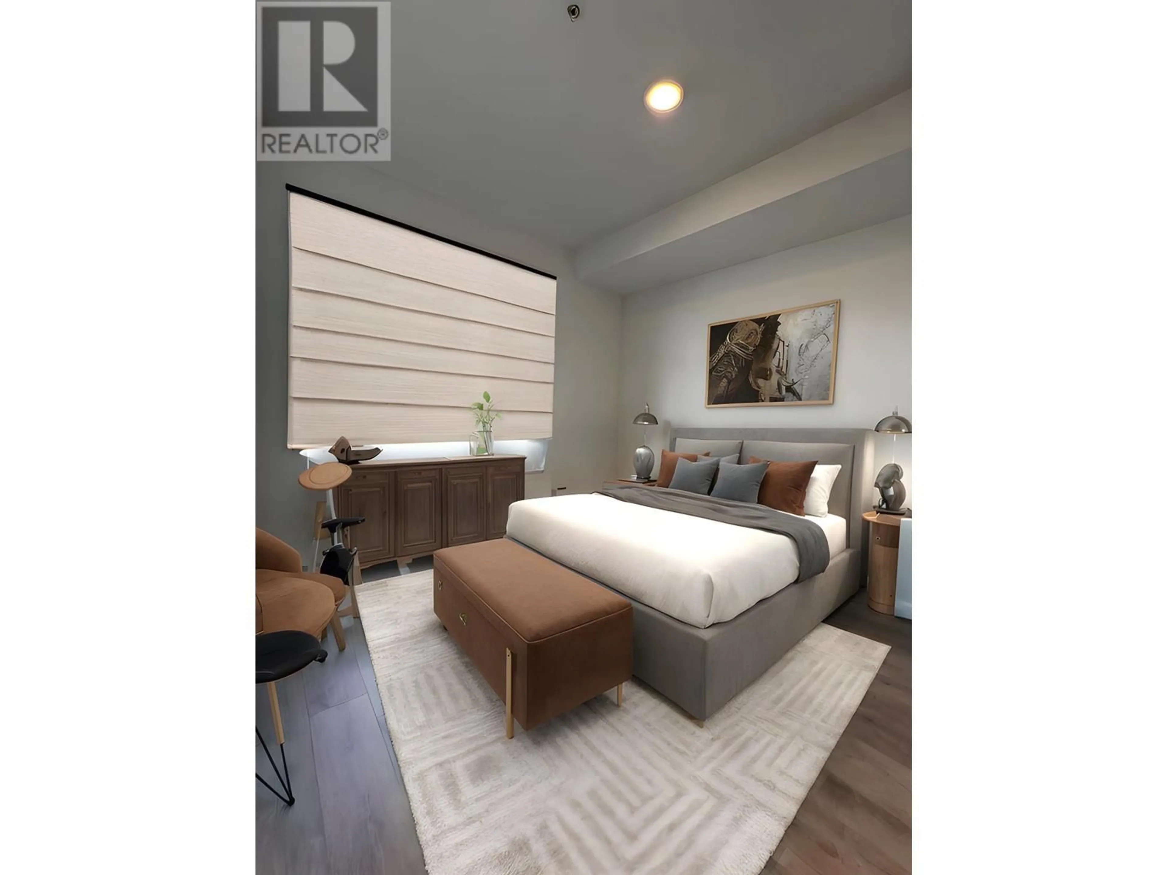 Bedroom with bed, wood/laminate floor for 319 - 725 MARINE DRIVE, North Vancouver British Columbia V7M0G2