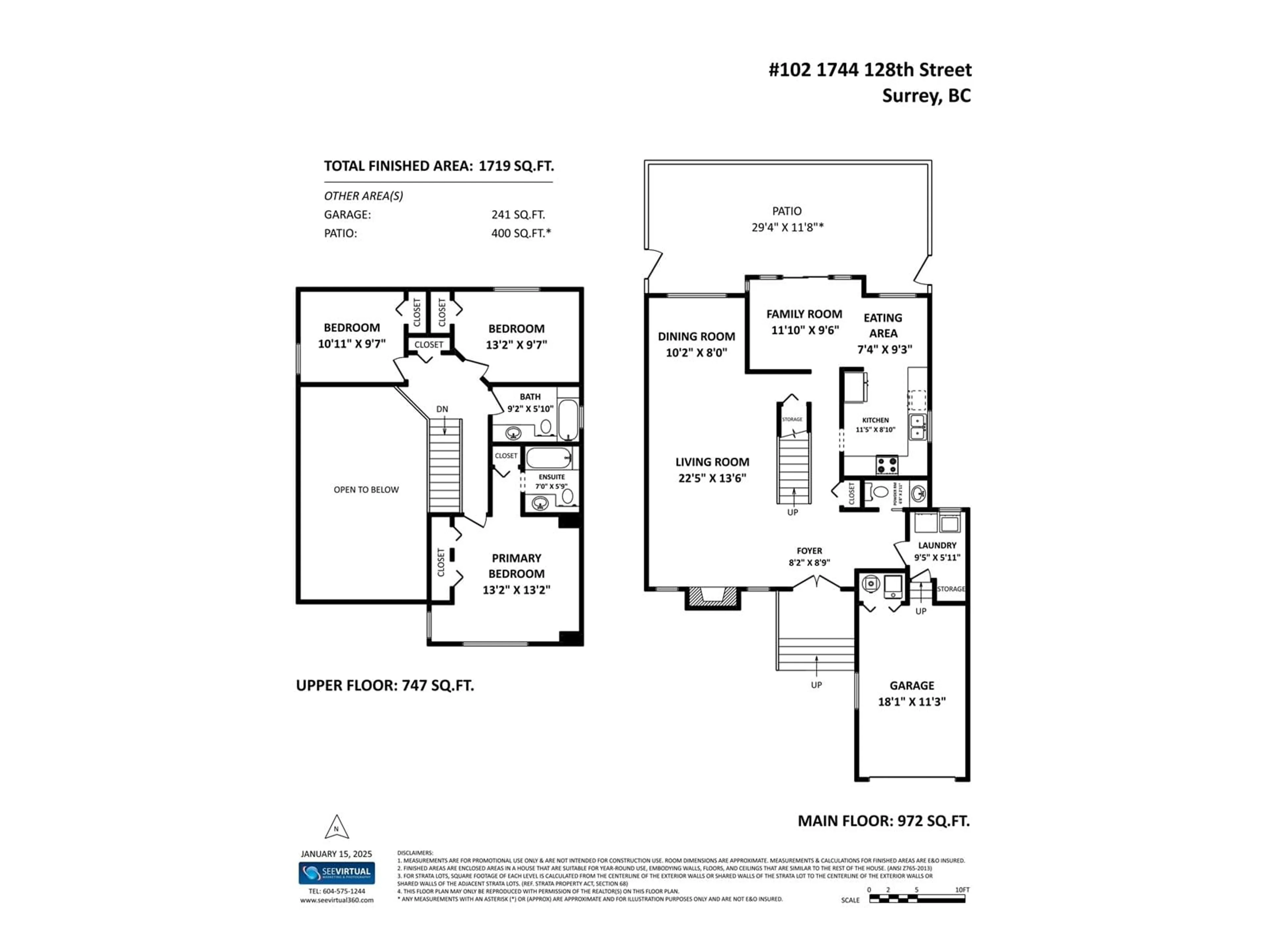 Floor plan for 102 - 1744 128, Surrey British Columbia V4A3V4