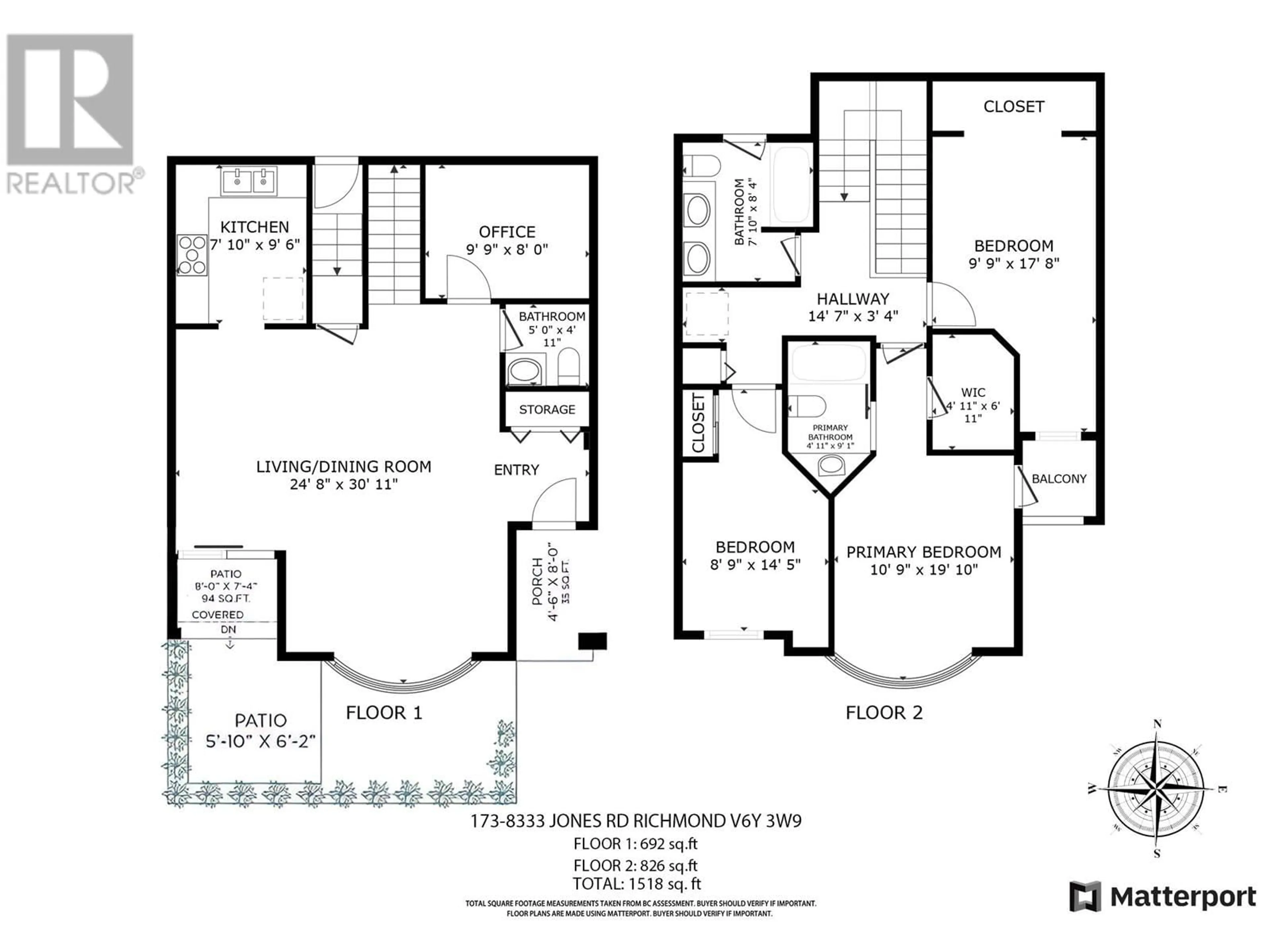 Floor plan for 173 - 8333 JONES ROAD, Richmond British Columbia V6Y3W9