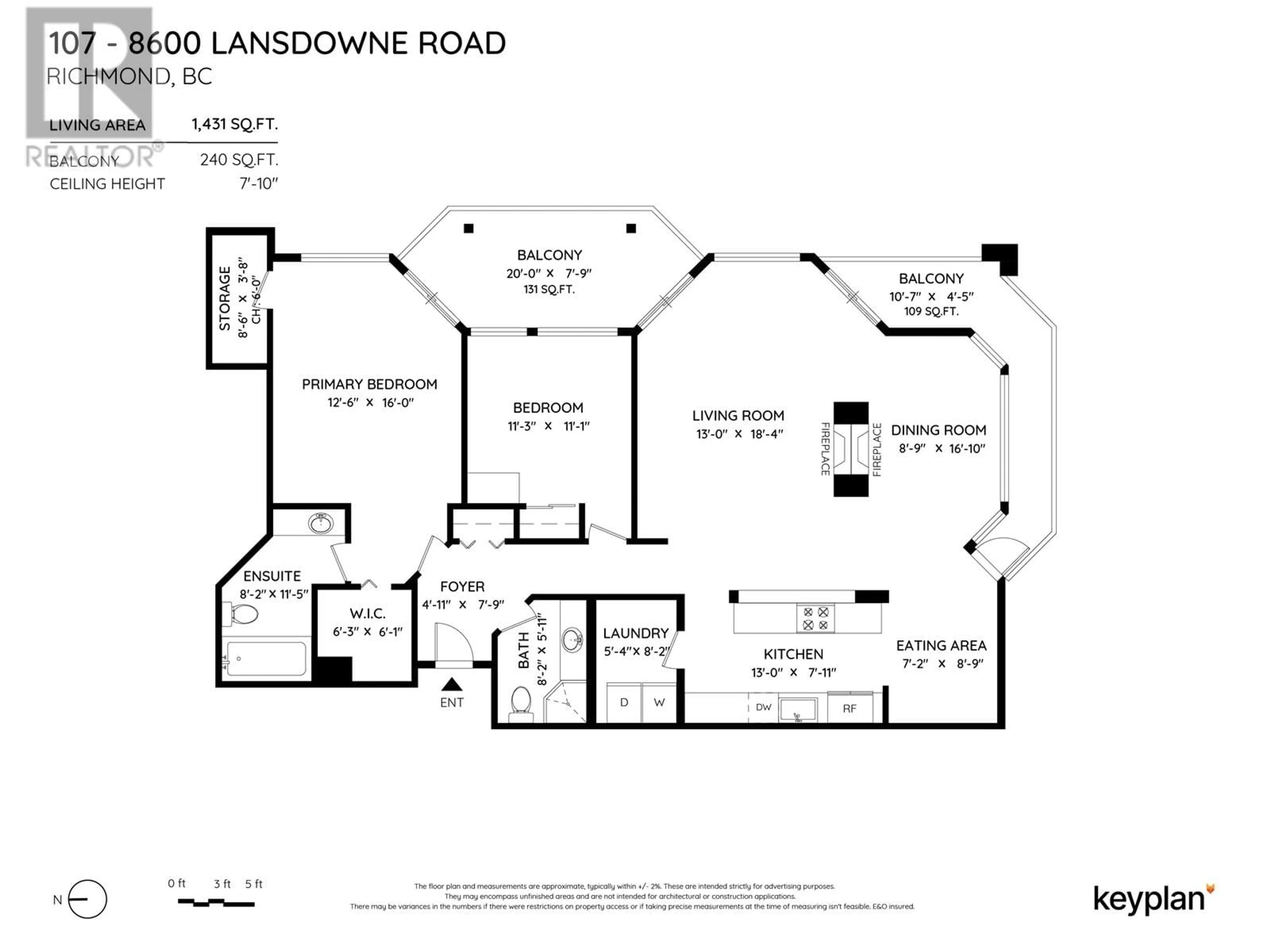 Floor plan for 107 - 8600 LANSDOWNE ROAD, Richmond British Columbia V6X3L6