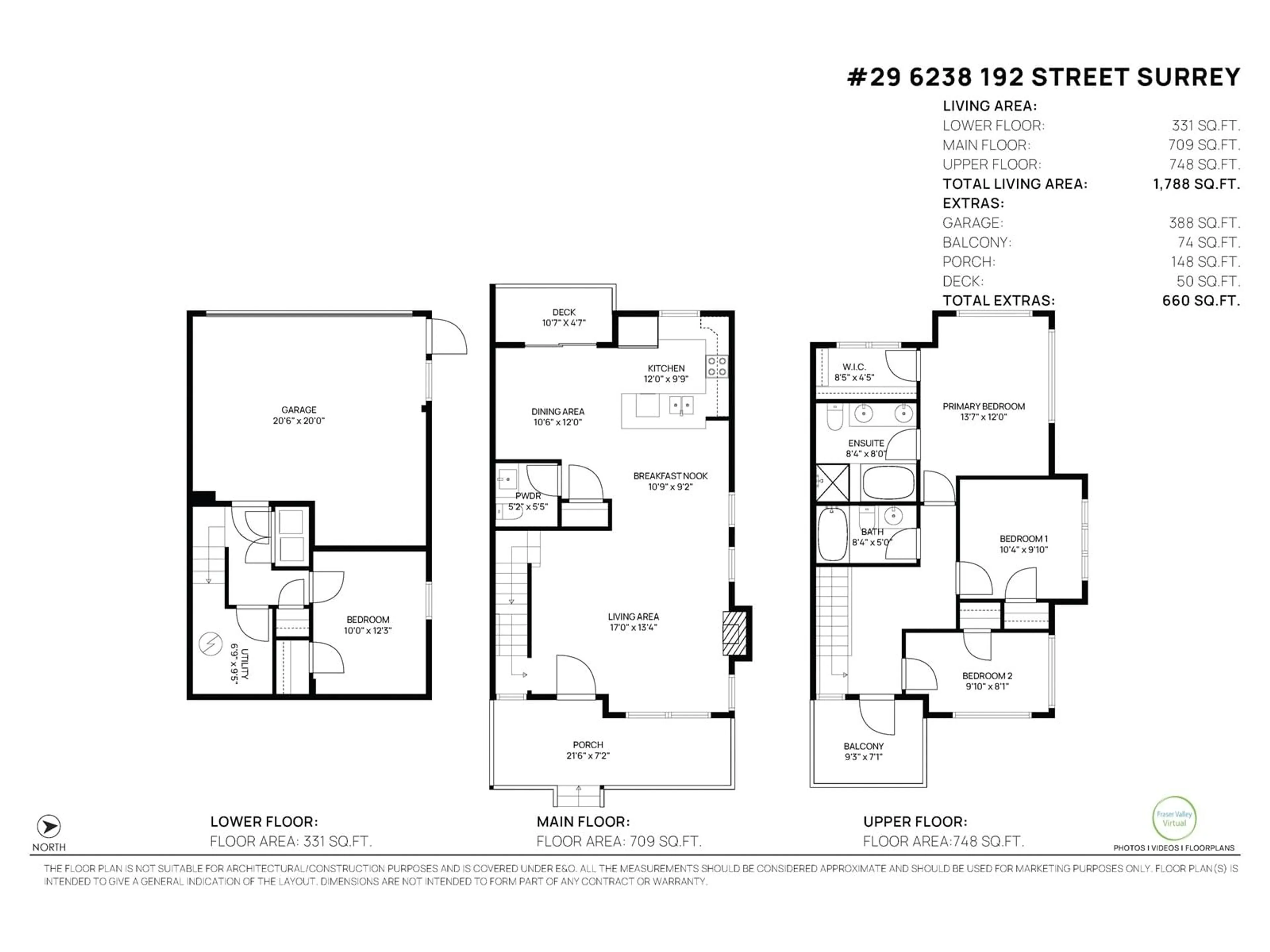 Floor plan for 29 - 6238 192, Surrey British Columbia V3S5M8