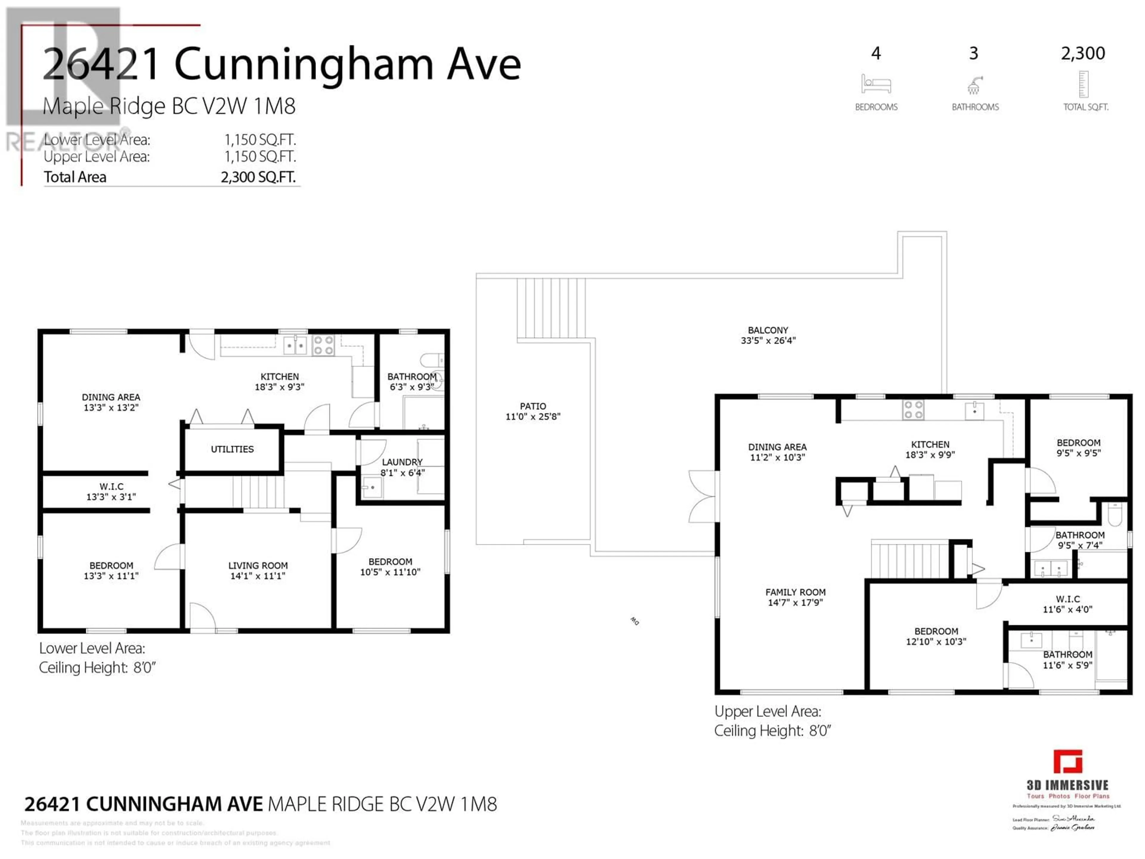 Floor plan for 26421 CUNNINGHAM AVENUE, Maple Ridge British Columbia V2W1M8