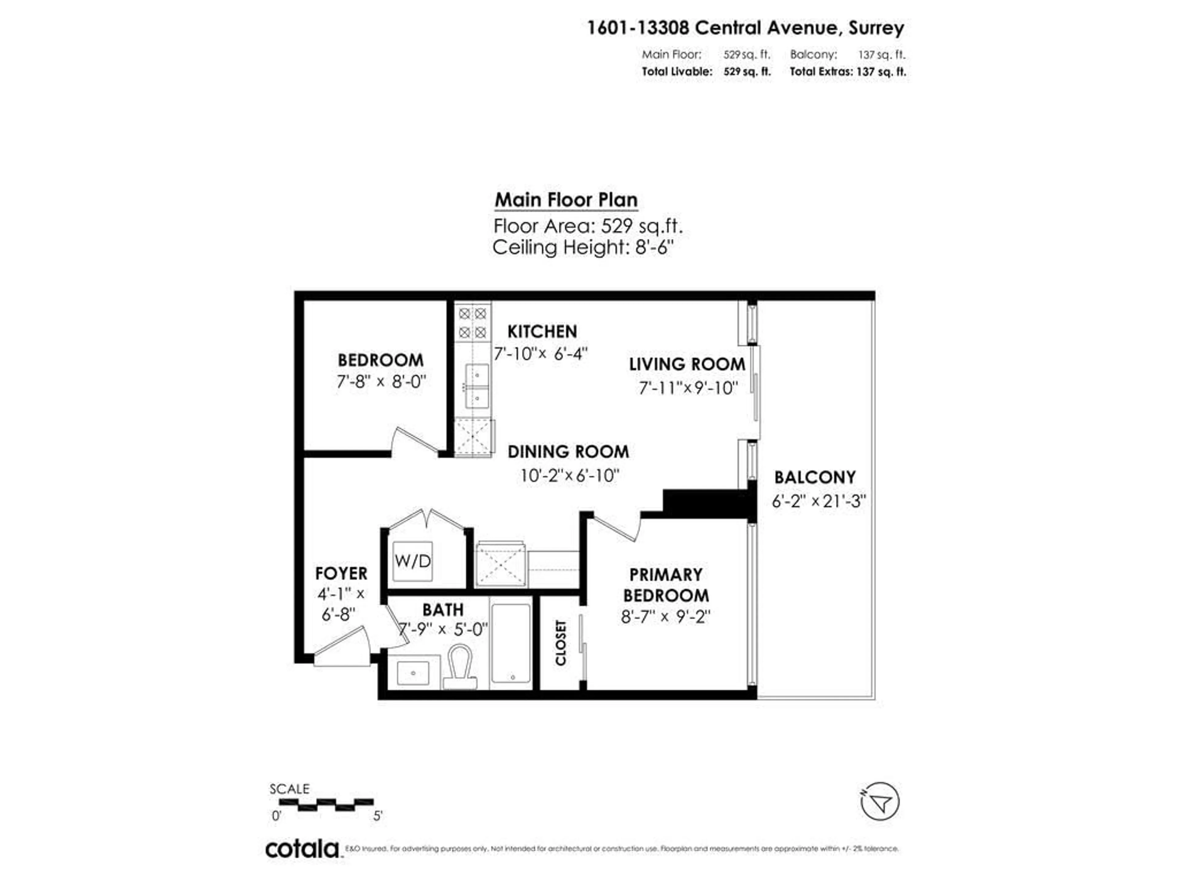 Floor plan for 1601 - 13308 CENTRAL, Surrey British Columbia V3T0M4
