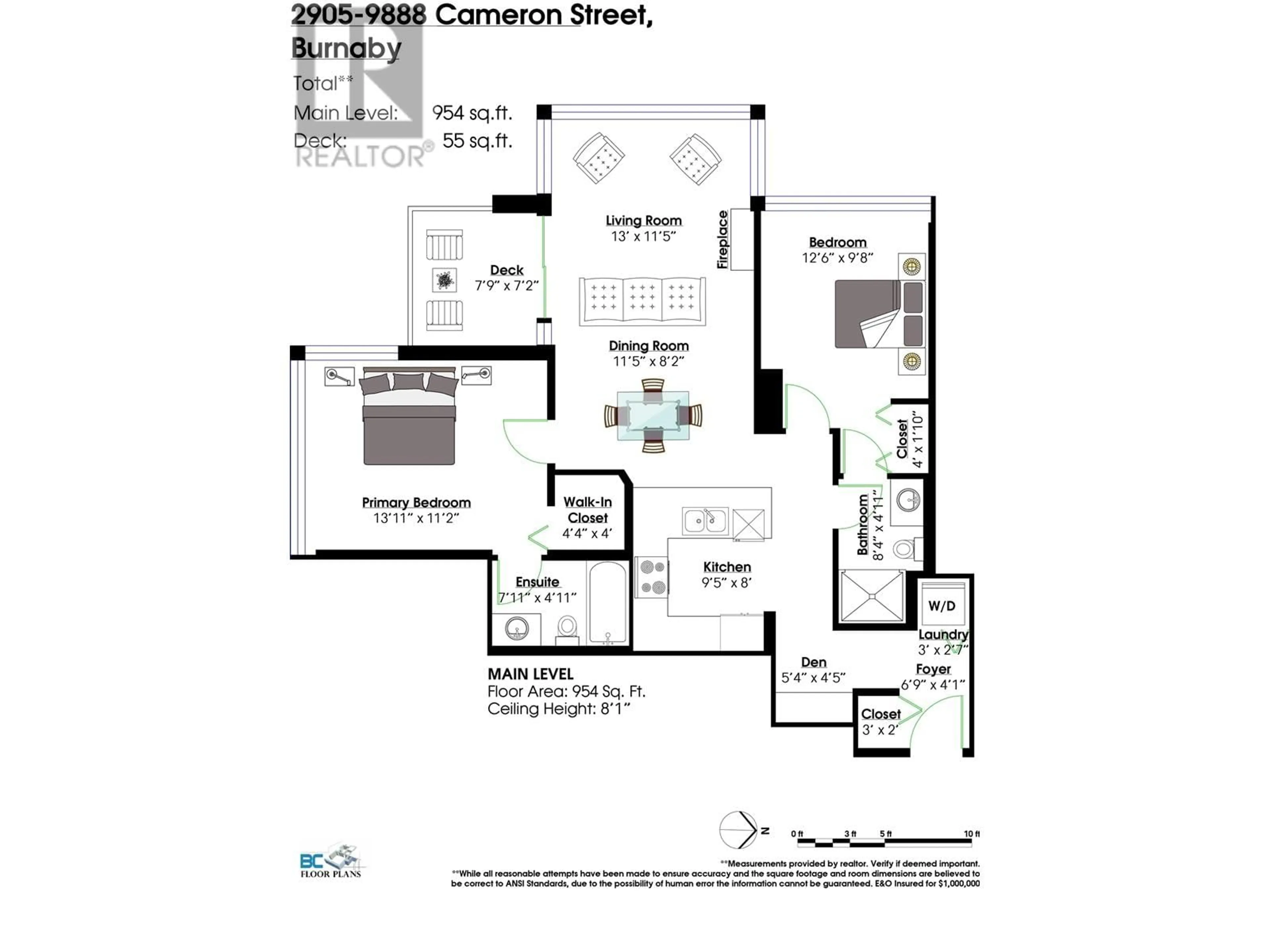 Floor plan for 2905 - 9888 CAMERON STREET, Burnaby British Columbia V3J0A4