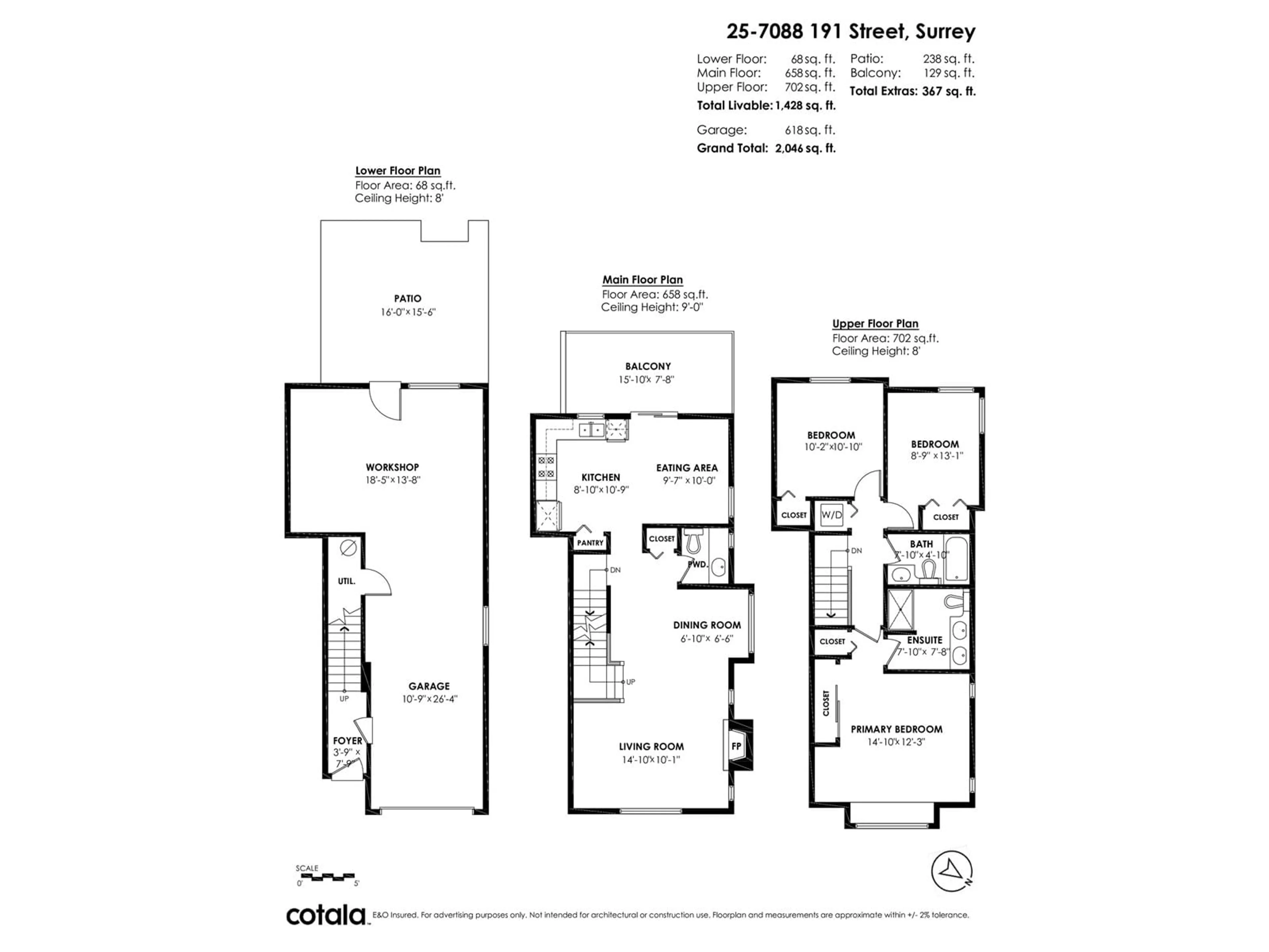 Floor plan for 25 - 7088 191, Surrey British Columbia V4N0B4