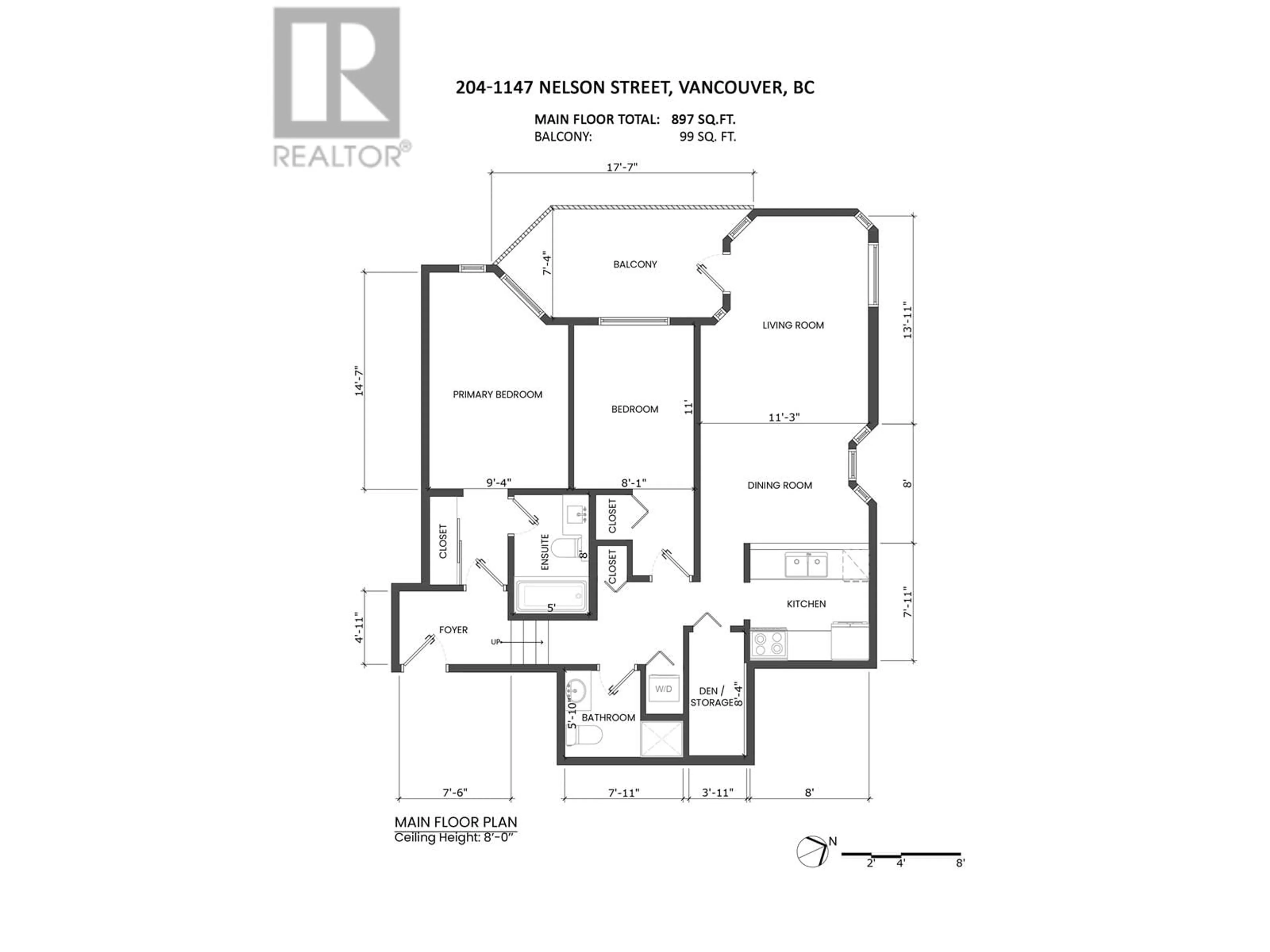Floor plan for 204 - 1147 NELSON STREET, Vancouver British Columbia V6G1J3