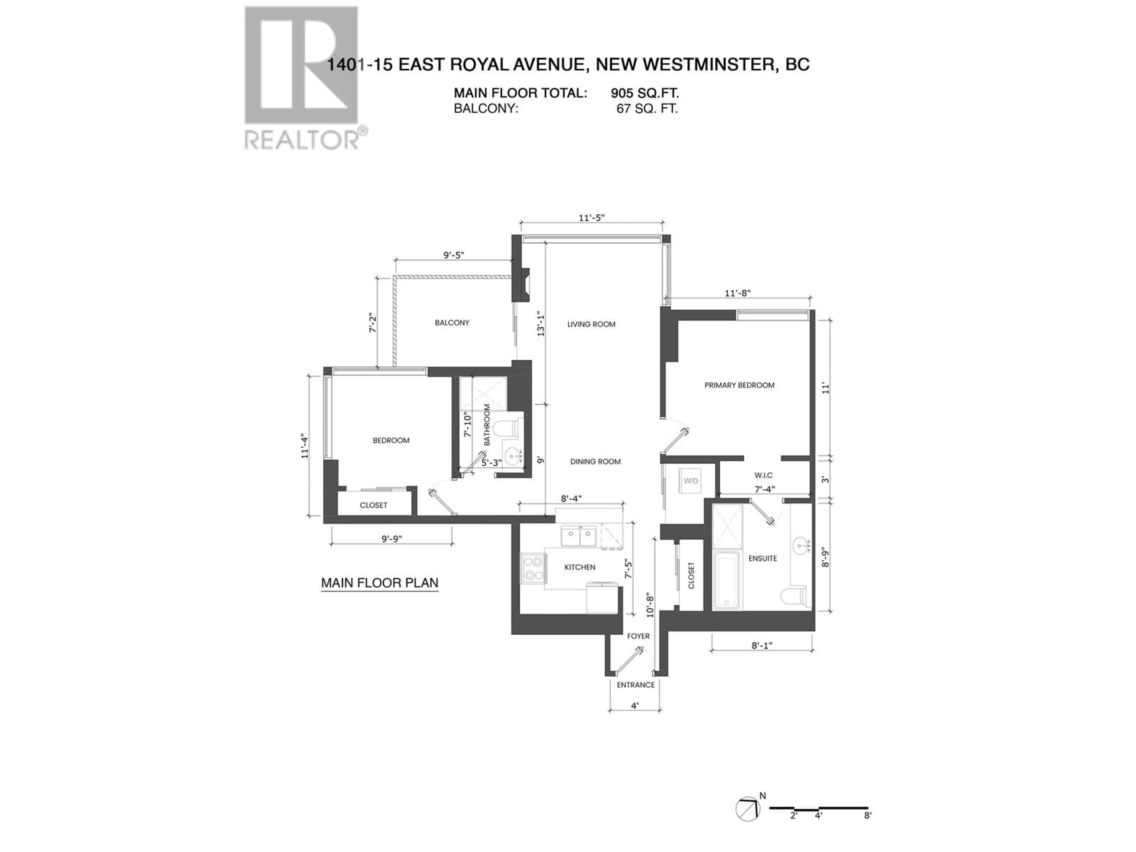 Floor plan for 1401 - 15 ROYAL AVENUE, New Westminster British Columbia V3L0A9