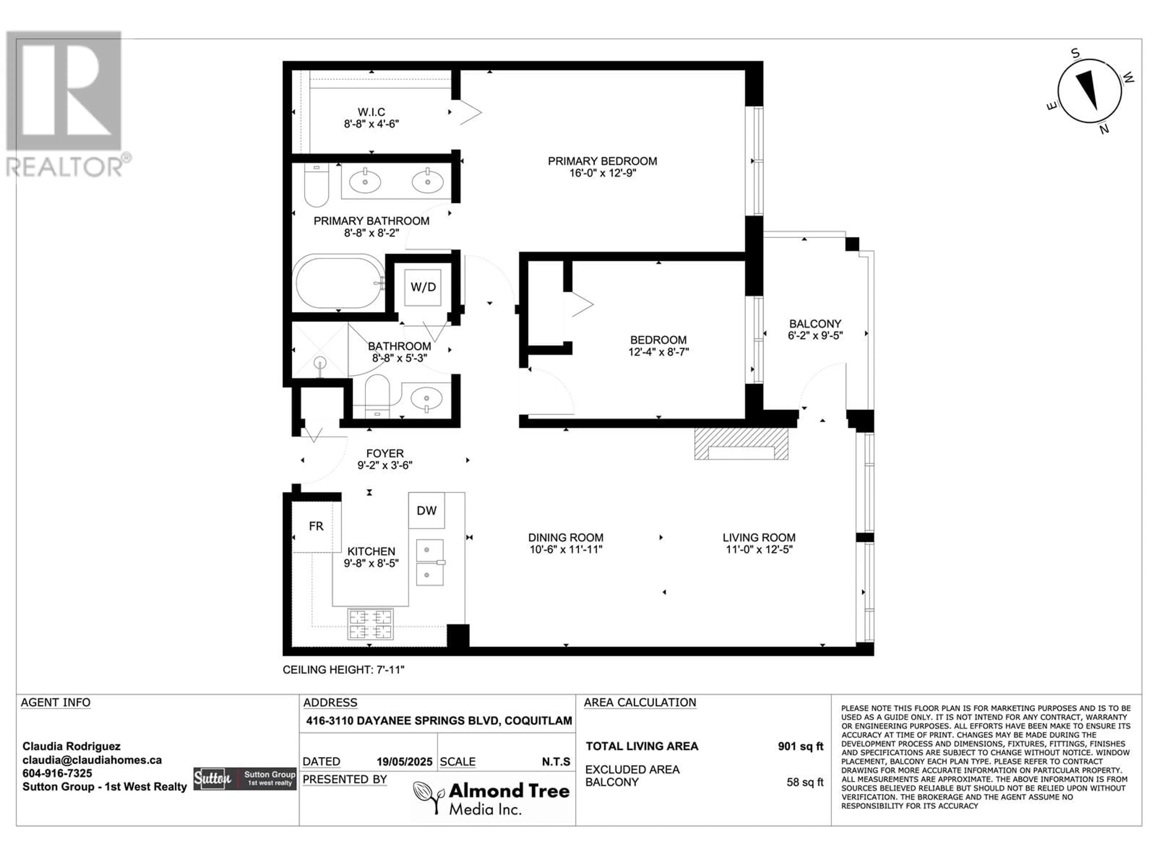 Floor plan for 416 - 3110 DAYANEE SPRINGS BOULEVARD, Coquitlam British Columbia V3E0B4