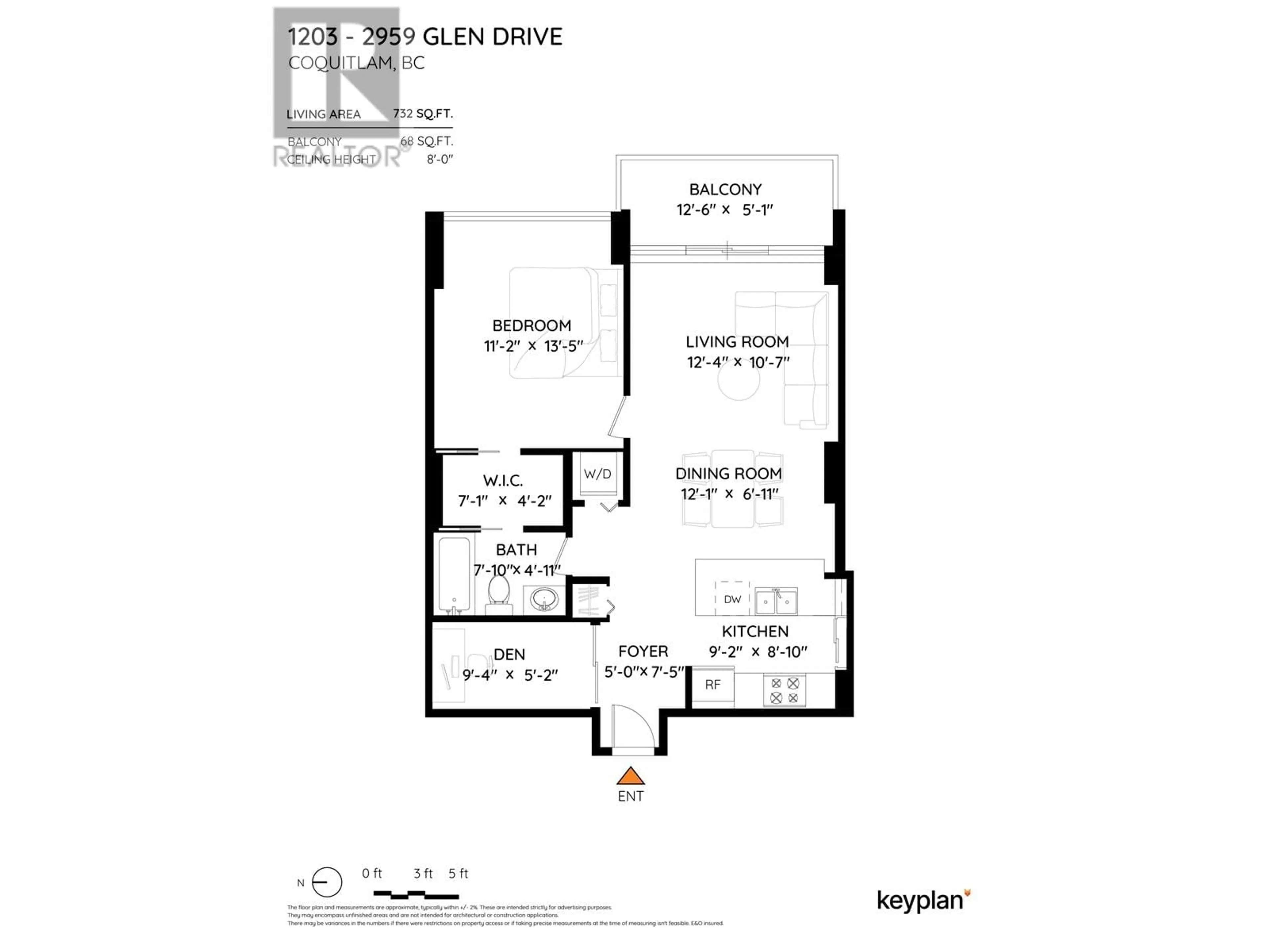 Floor plan for 1203 - 2959 GLEN DRIVE, Coquitlam British Columbia V3B0B8