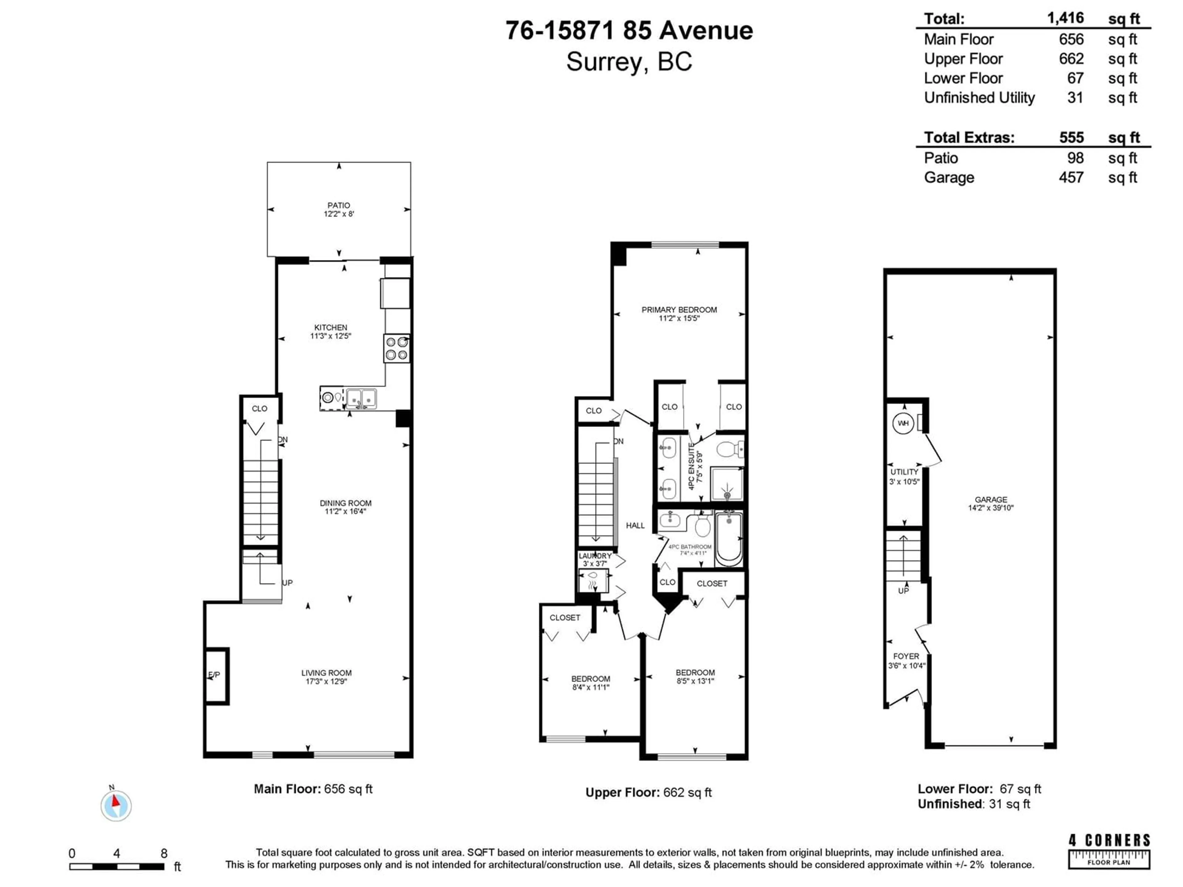 Floor plan for 76 - 15871 85, Surrey British Columbia V4N0Y9