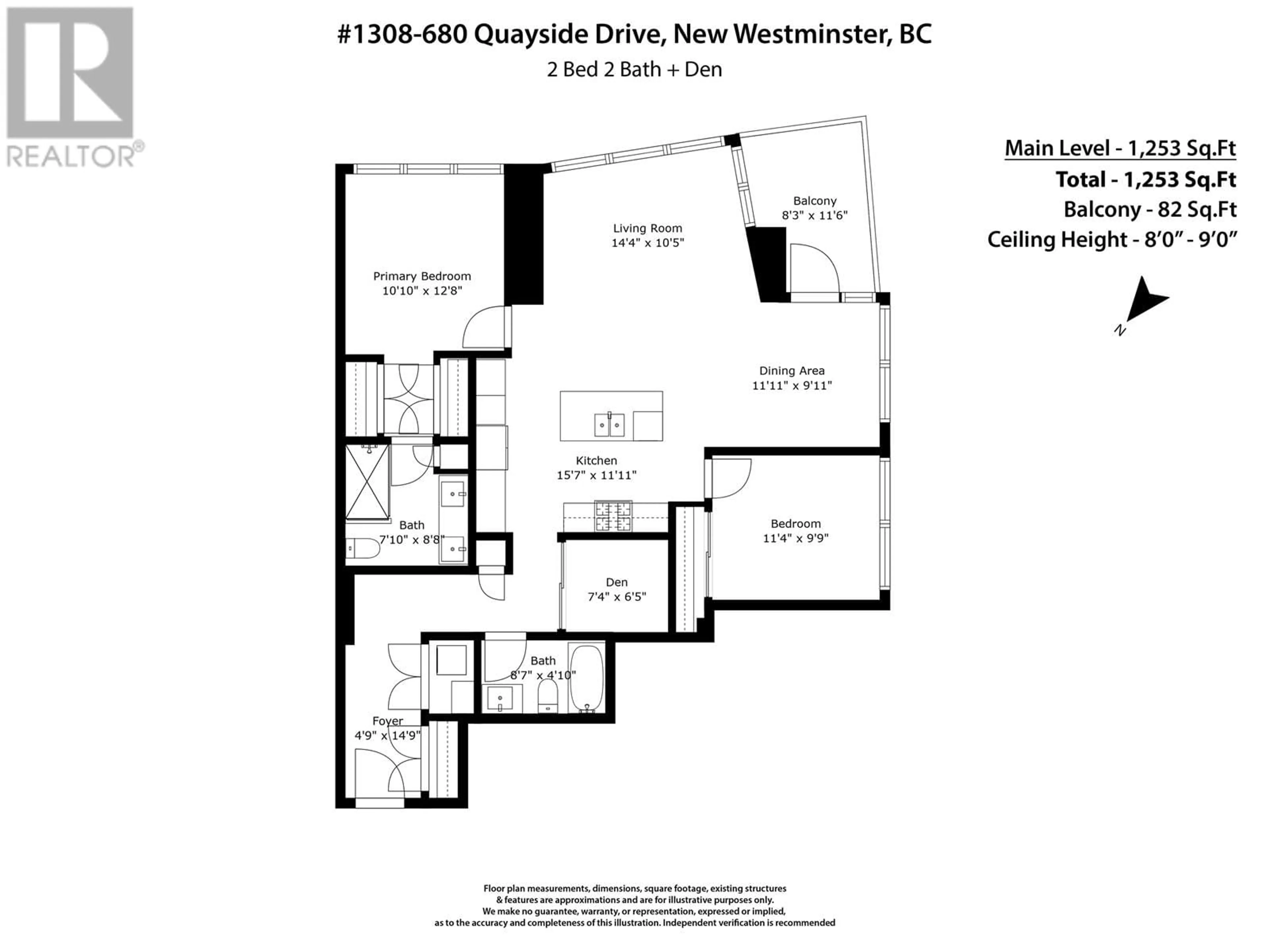 Floor plan for 1308 - 680 QUAYSIDE DRIVE, New Westminster British Columbia V3M0P2